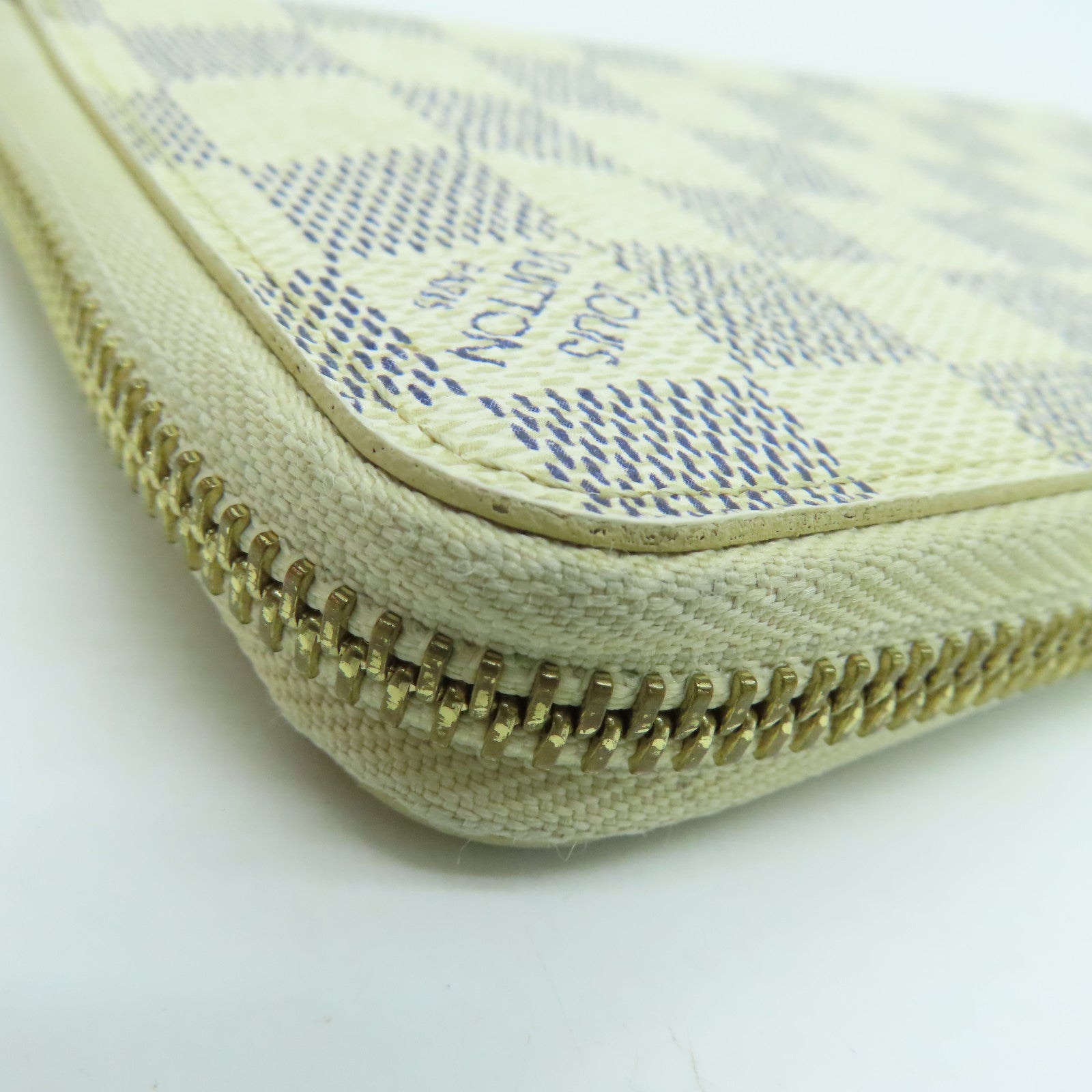 LOUIS VUITTON 【激減優惠】Damier Azur Zippy Wallet金扣錢包白色