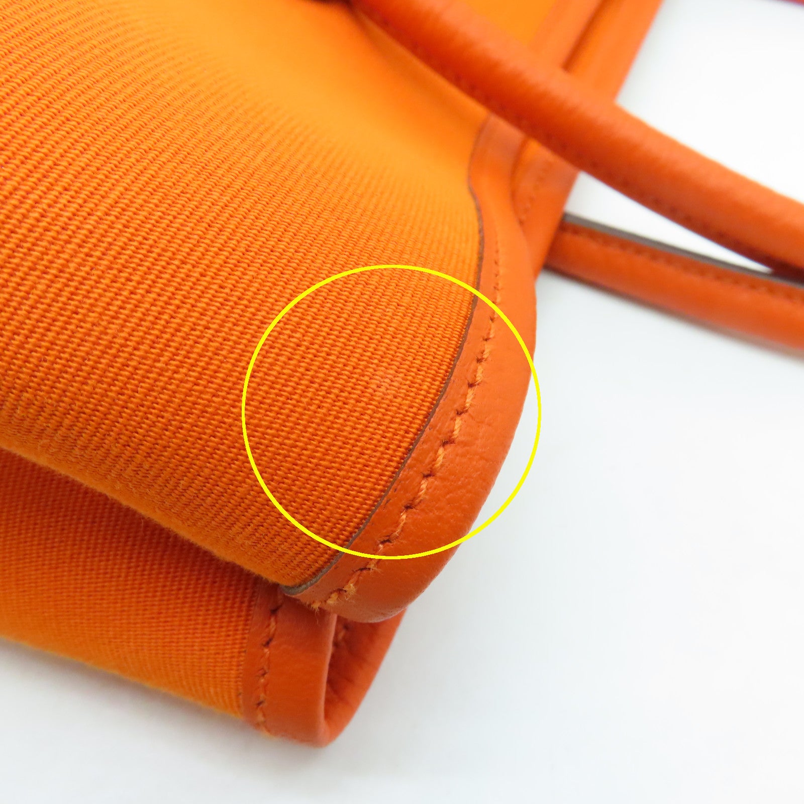 HERMES 【激減優惠】帆布Garden Party PM銀扣手挽袋Orange橙色