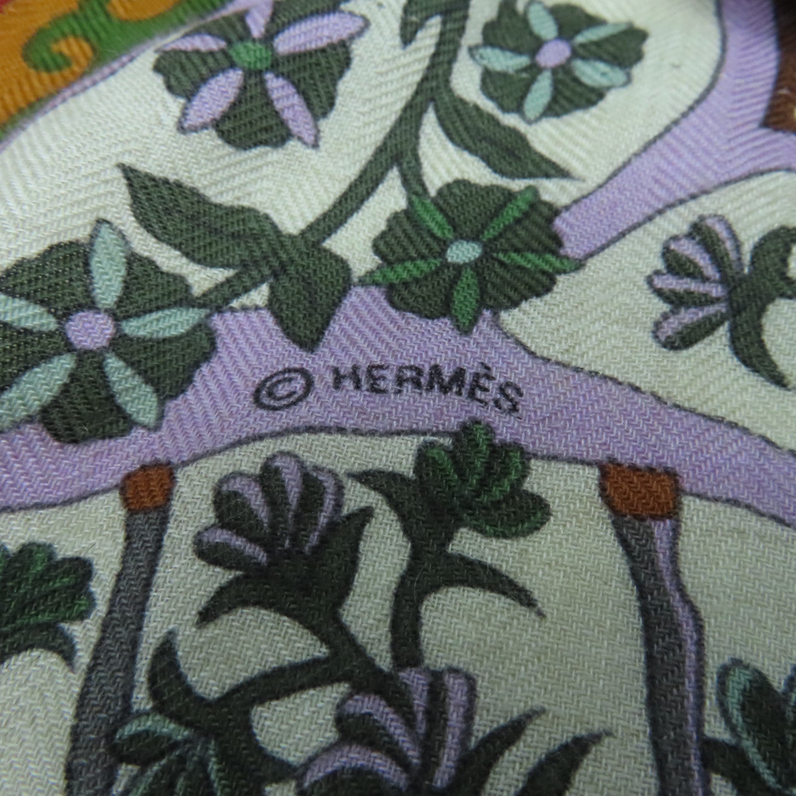 HERMES Cashmere/丝质Scarf丝巾杏色/彩色