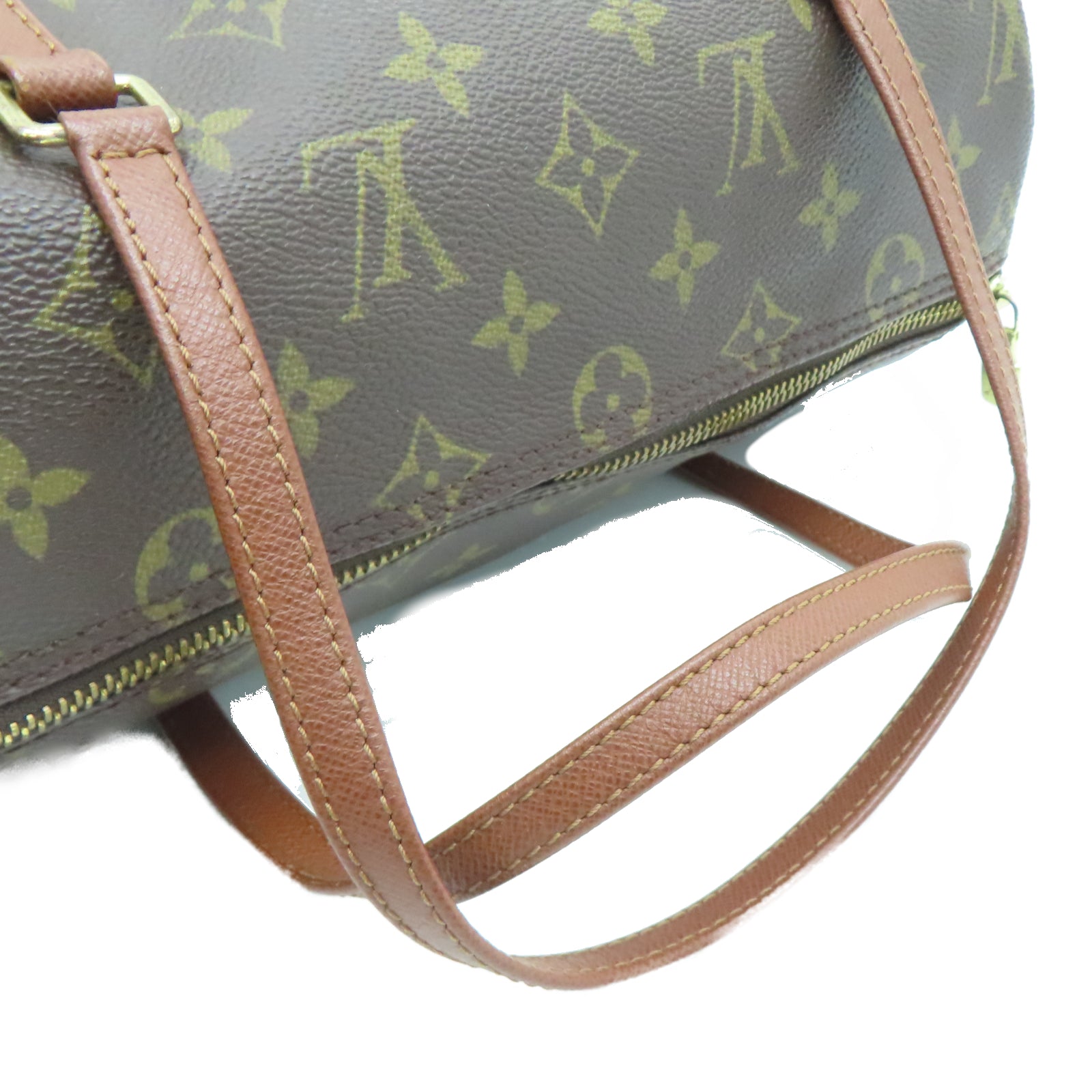 LOUIS VUITTON Monogram Papillon PM金扣肩背袋棕色