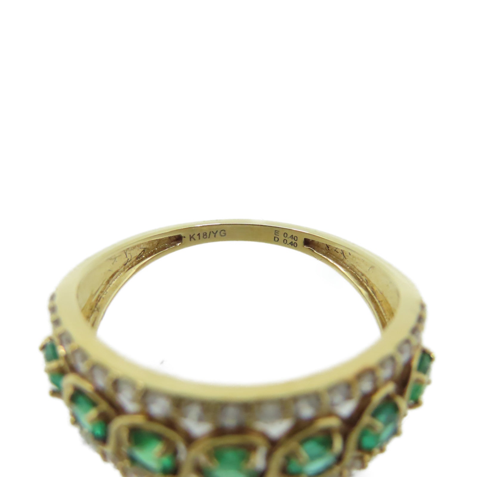 JEWELRY 【激減優惠】18K黃金/0.4ct綠寶石/0.4ct鑽石Emerald Ring戒指US#6