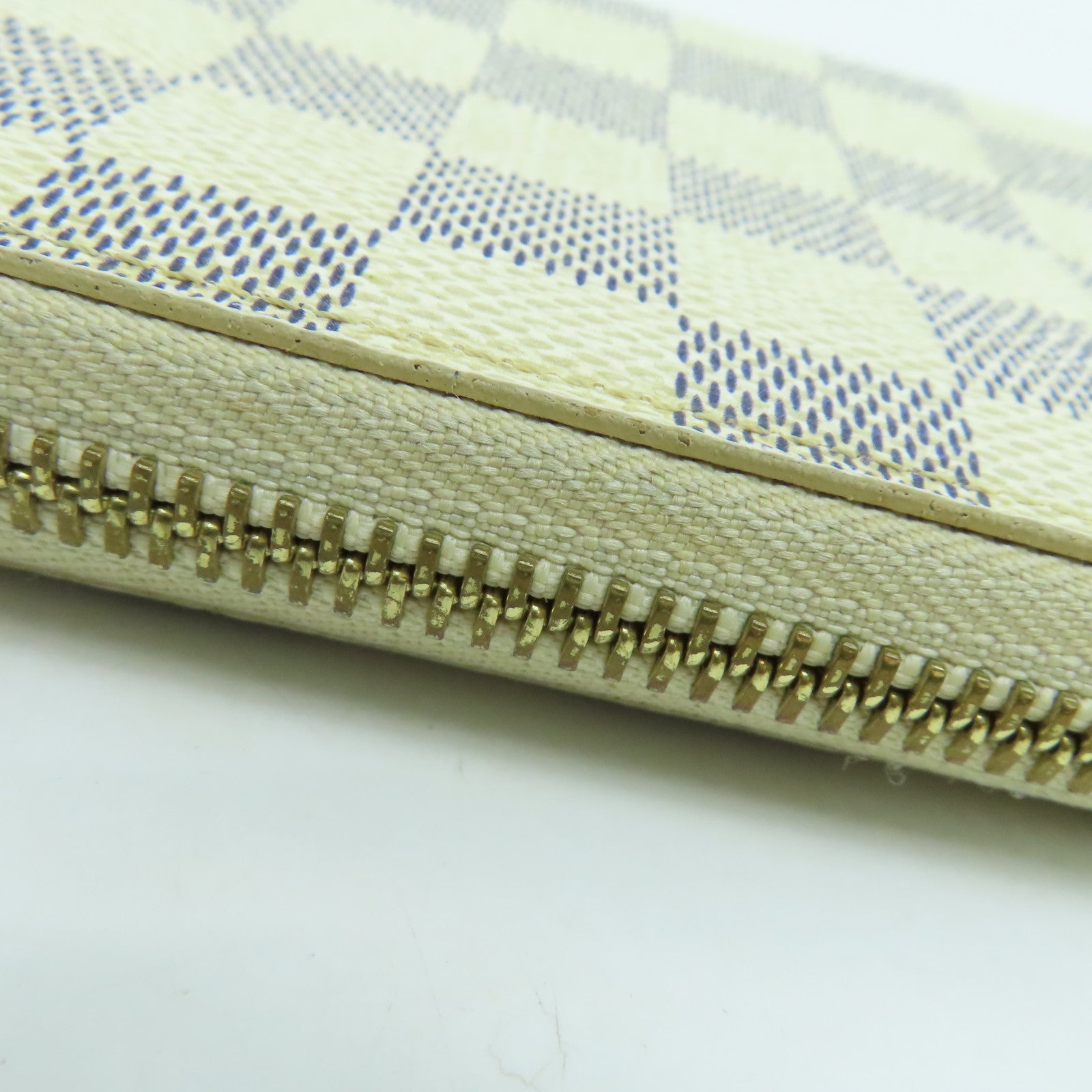 LOUIS VUITTON 【激減優惠】Damier Azur Zippy Wallet金扣錢包白色