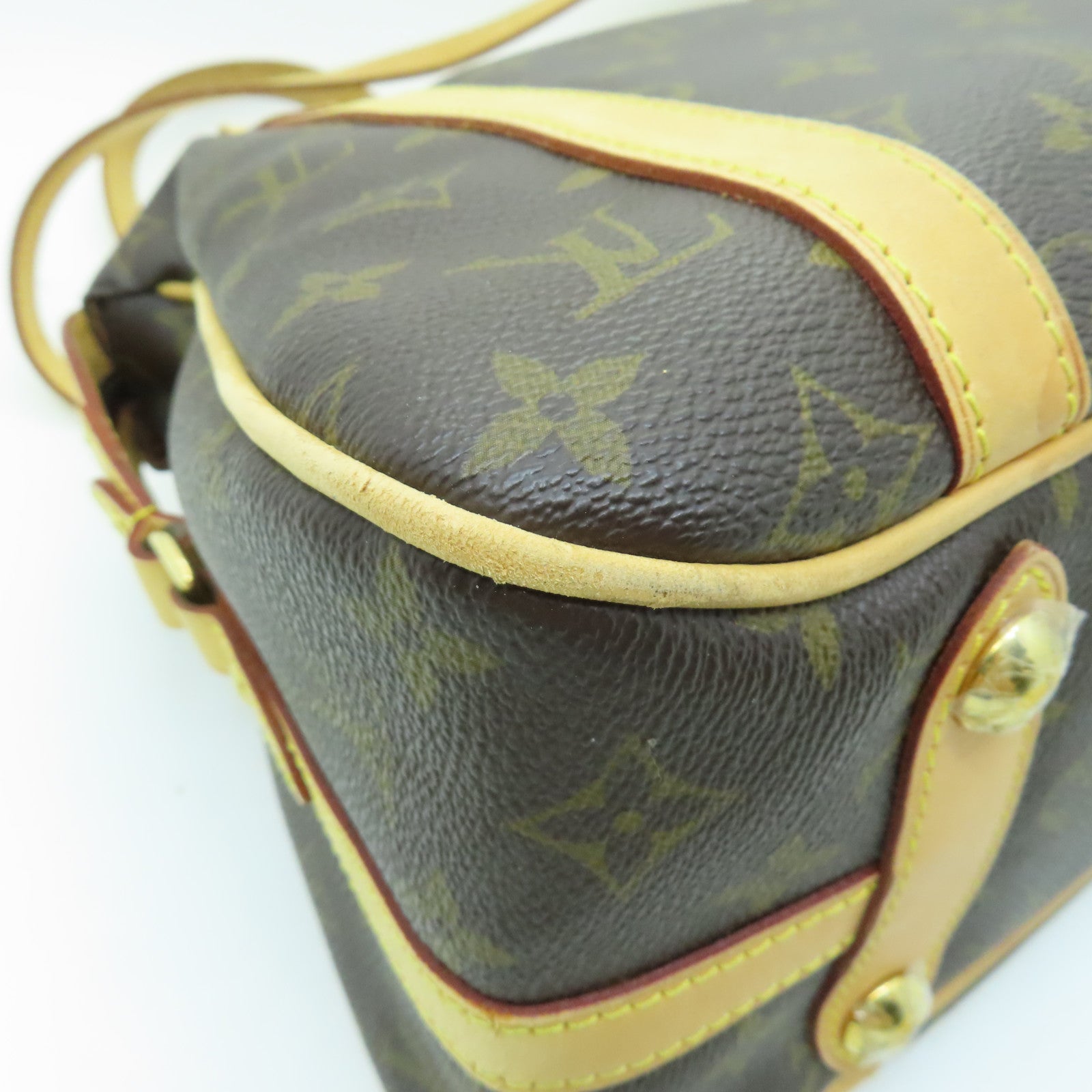 LOUIS VUITTON Monogram Stresa PM金扣肩背袋棕色