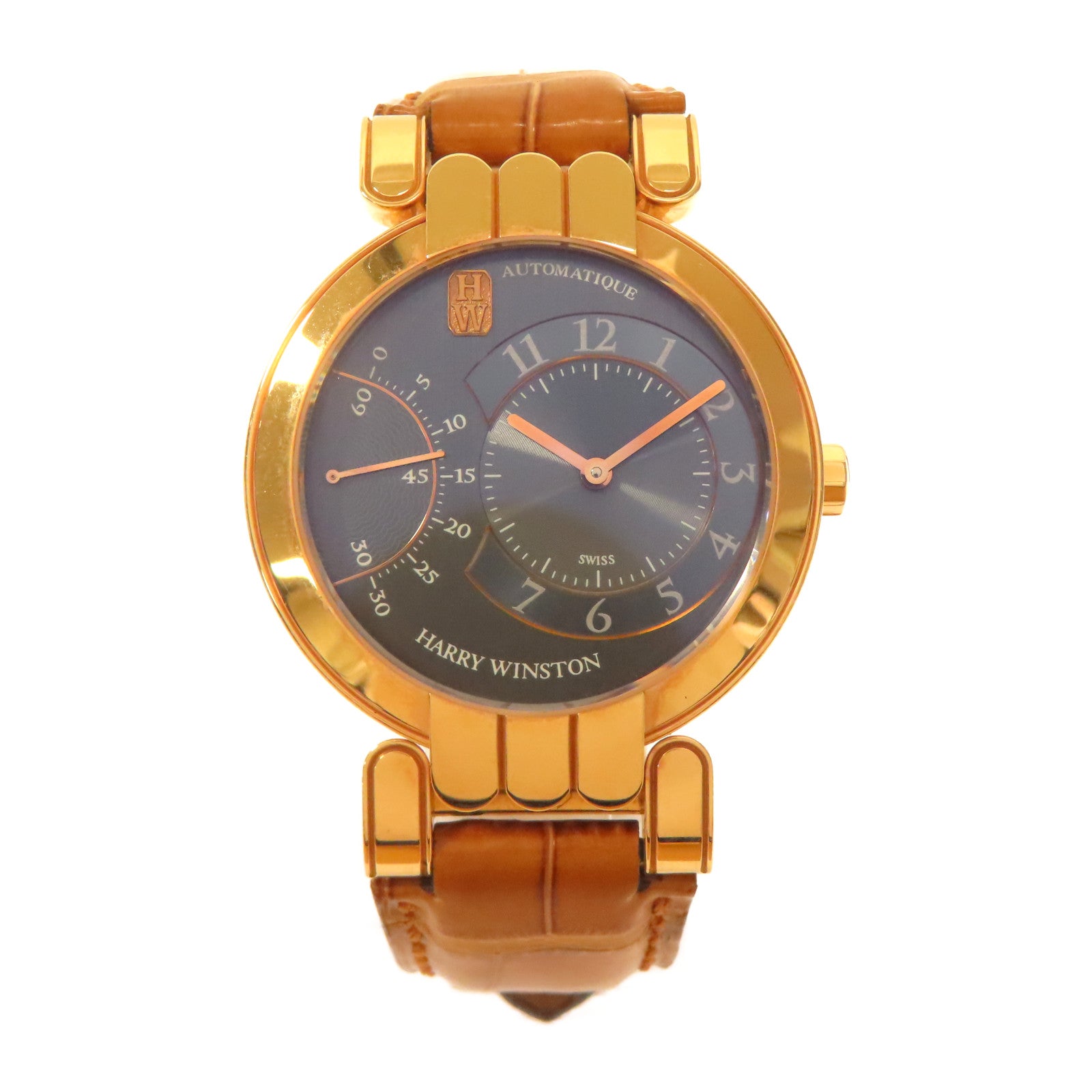 HARRY WINSTON 18K黃金Pemier Excenter手錶自動機芯黑色