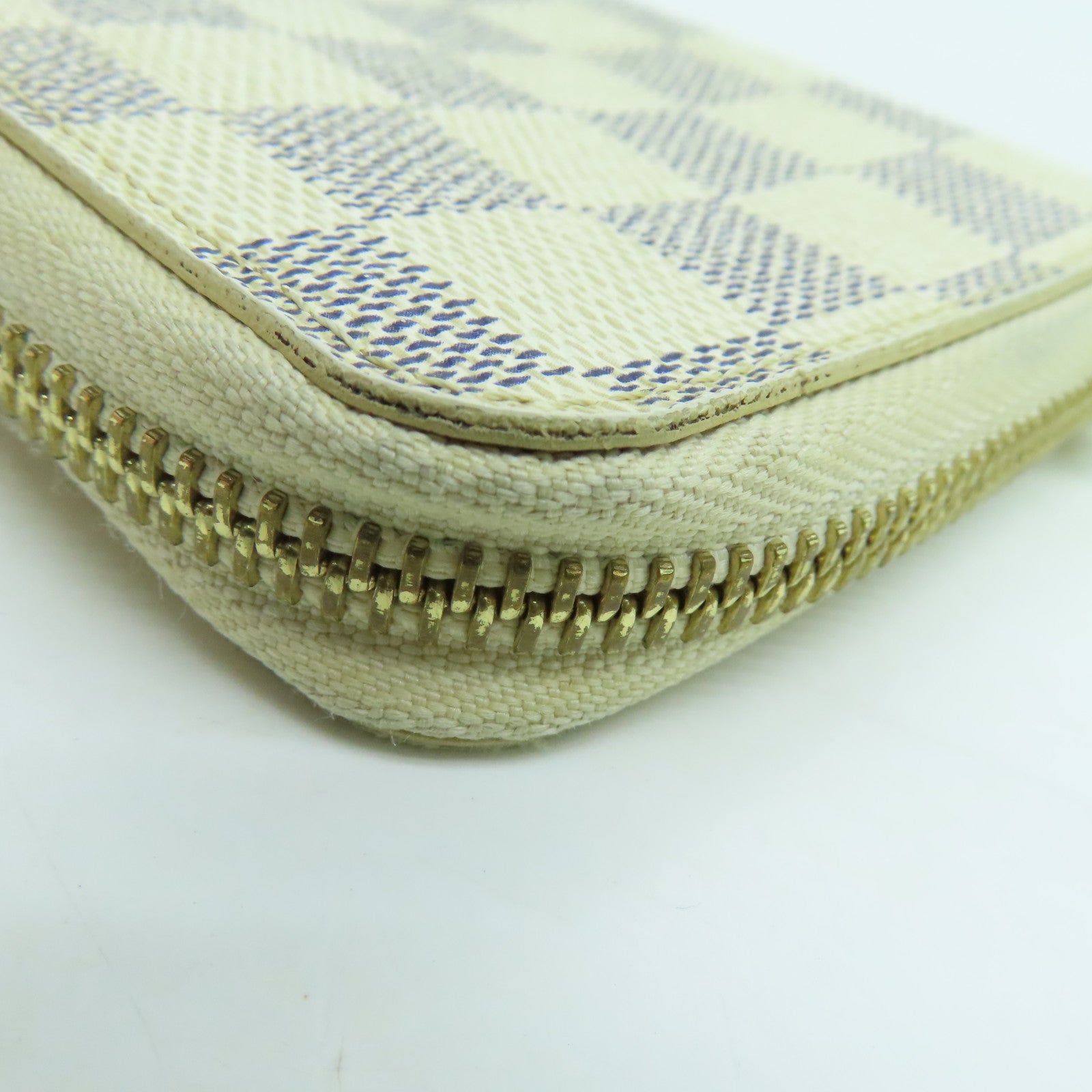 LOUIS VUITTON 【激減優惠】Damier Azur Zippy Wallet金扣錢包白色