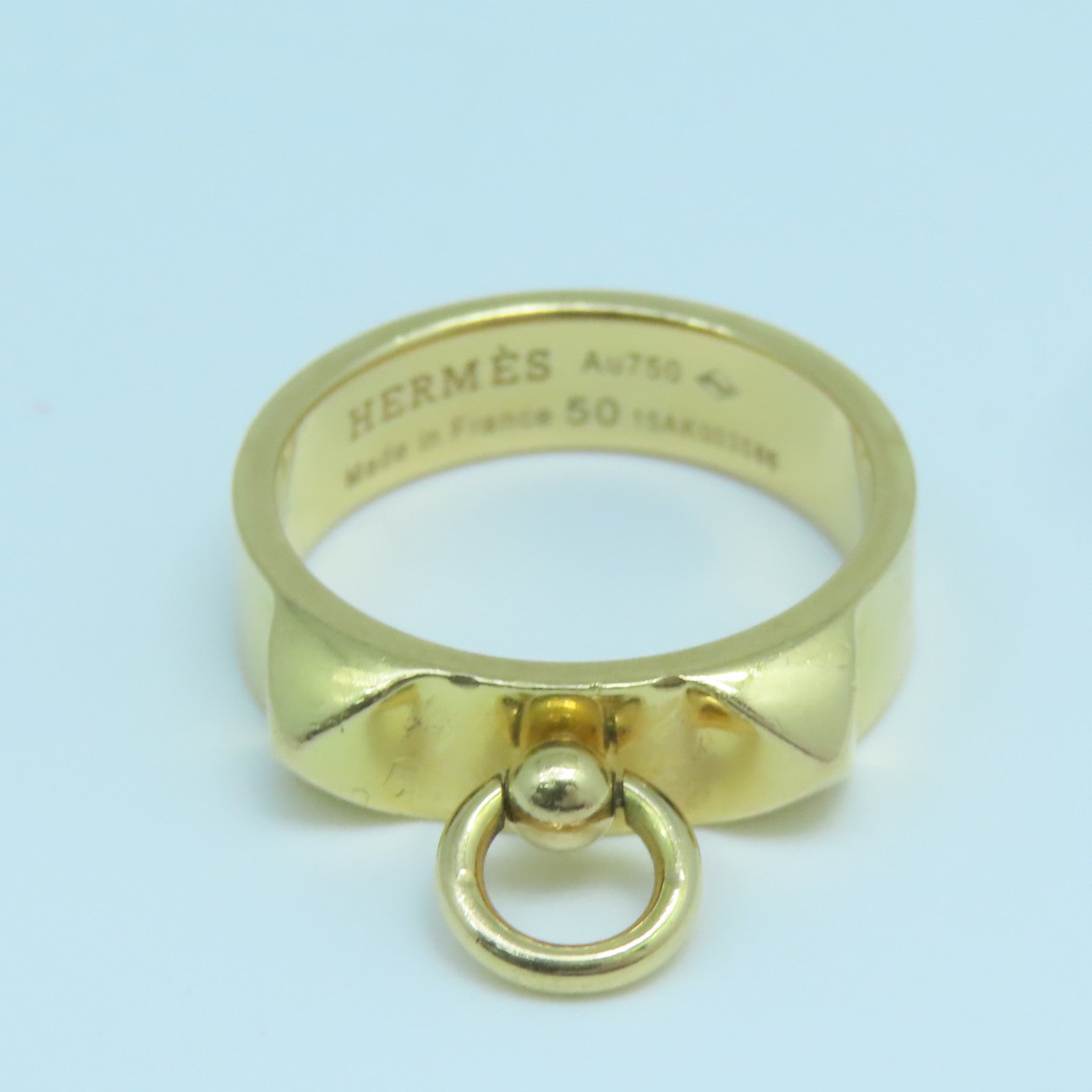 HERMES 18K玫瑰金Collier De Chien Ring戒指#50 US#5.25