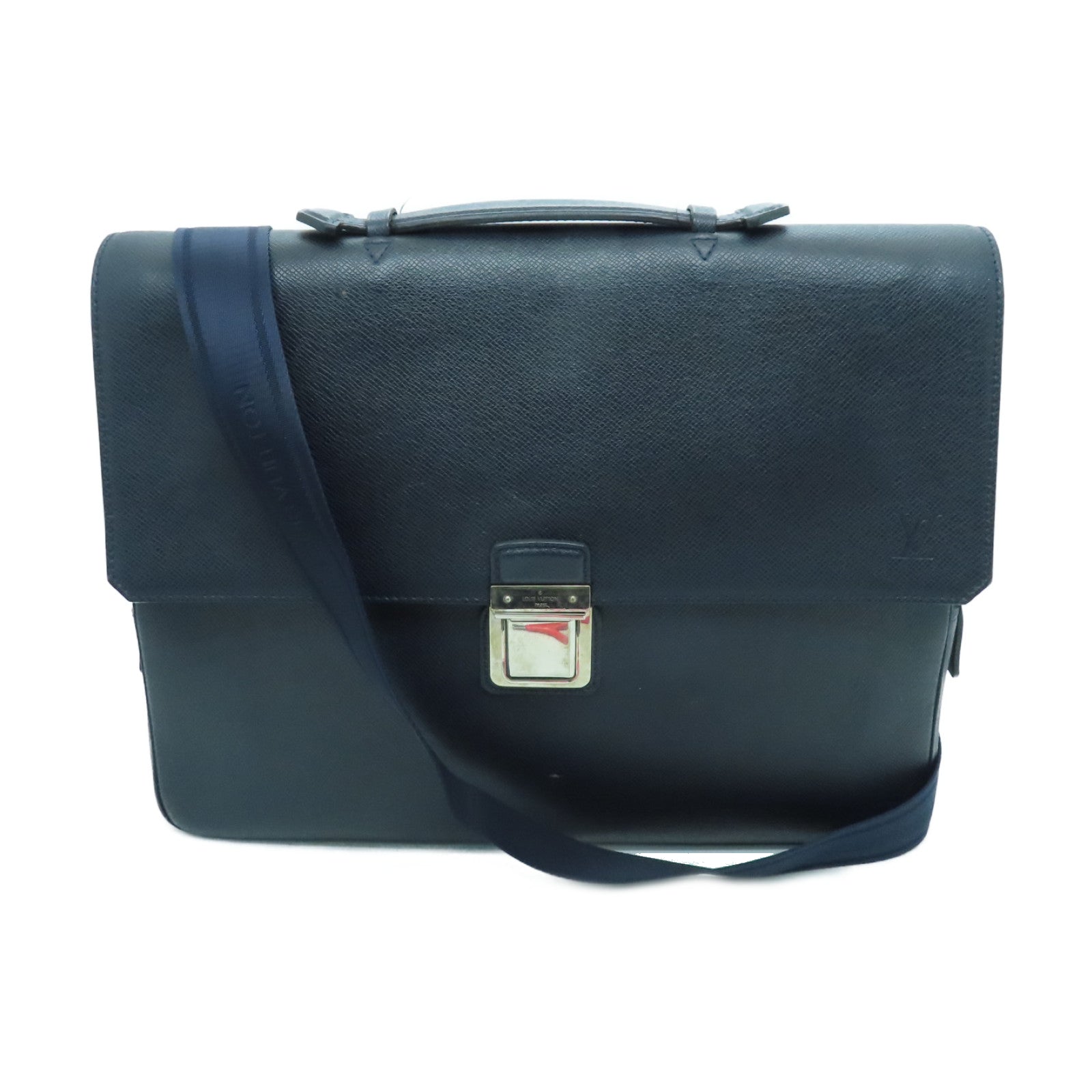 LOUIS VUITTON cowhide leather Vassili PM silver buckle shoulder bag black
