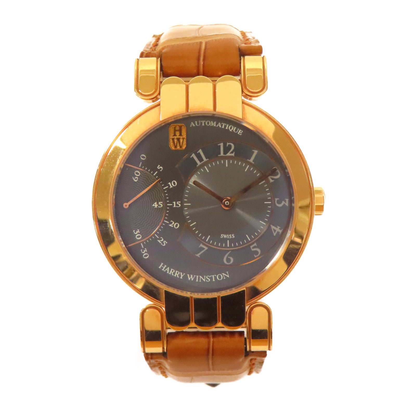 HARRY WINSTON 18K黃金Pemier Excenter手錶自動機芯黑色