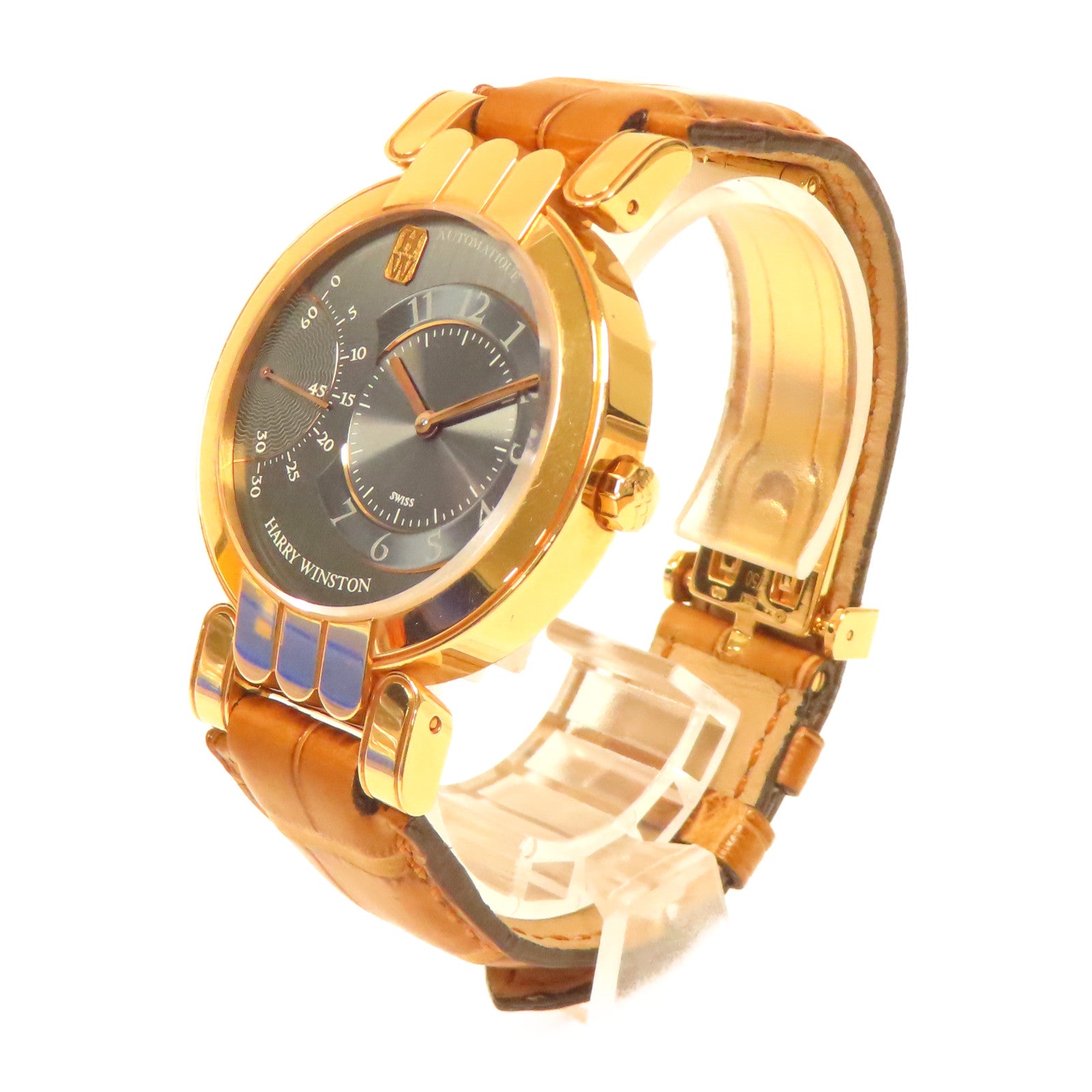 HARRY WINSTON 18K黃金Pemier Excenter手錶自動機芯黑色