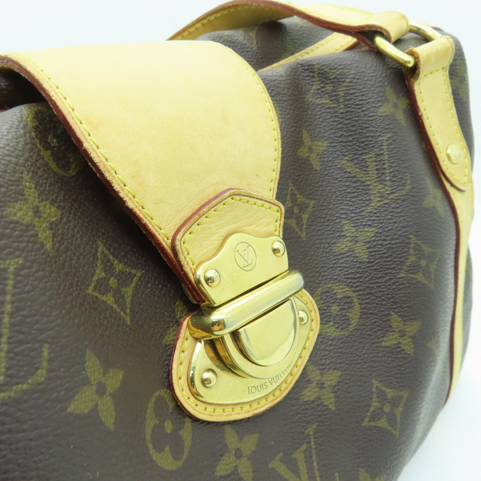 LOUIS VUITTON Monogram Stresa PM金扣肩背袋棕色
