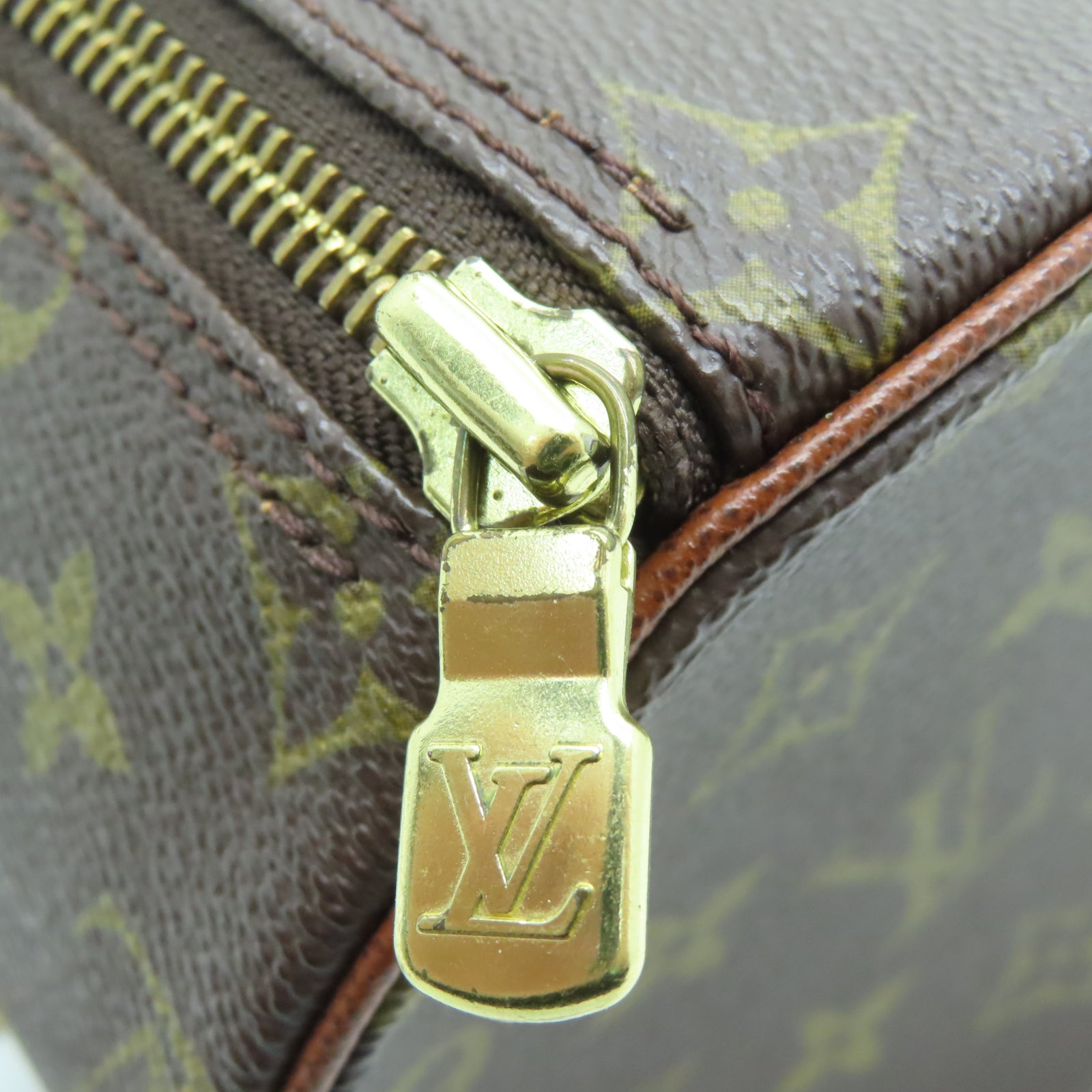 LOUIS VUITTON Monogram Papillon PM金扣肩背袋棕色