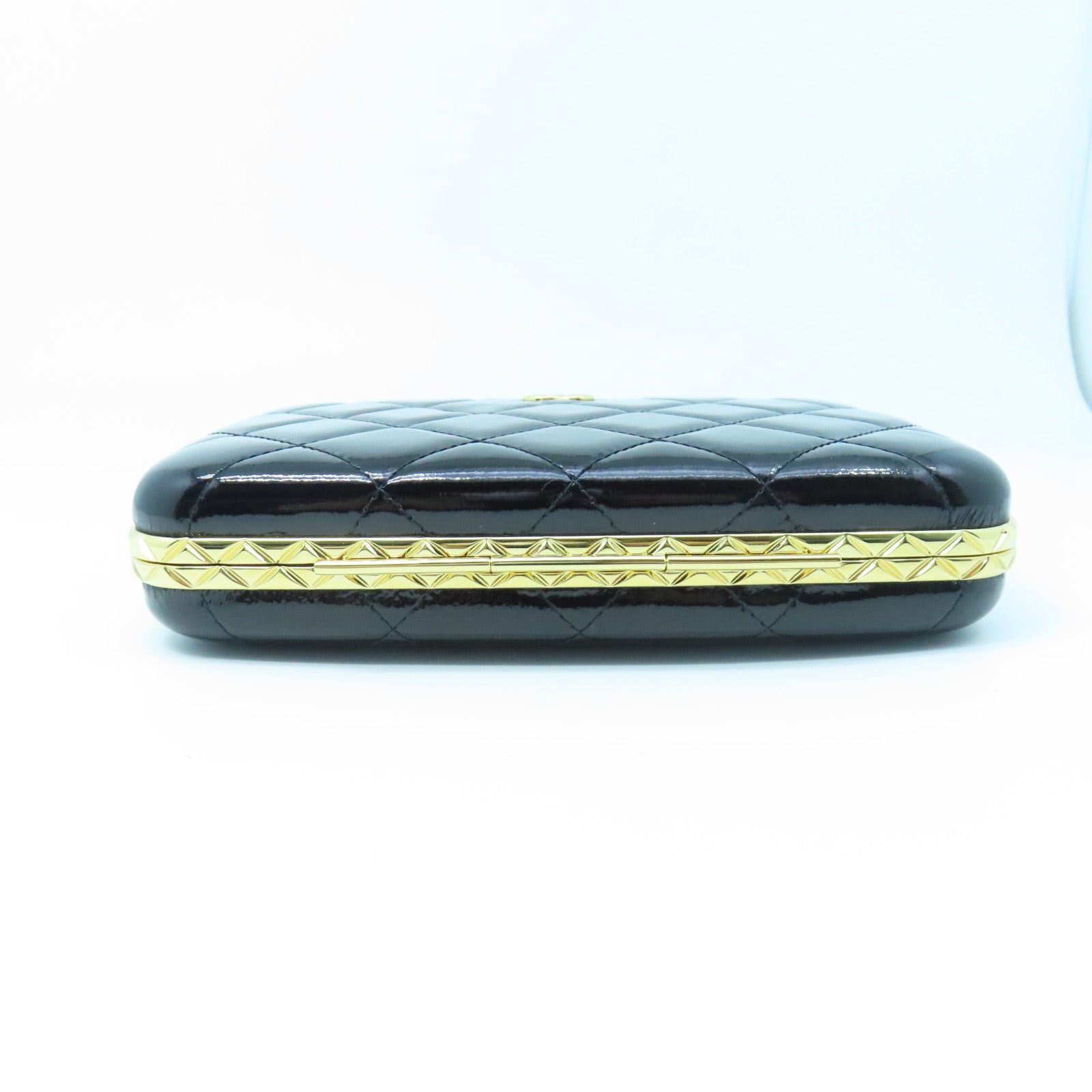 CHANEL Diamond Patent Leather Chain Shoulder Enamel Full Set Gold Buckle Chain Shoulder Bag Black
