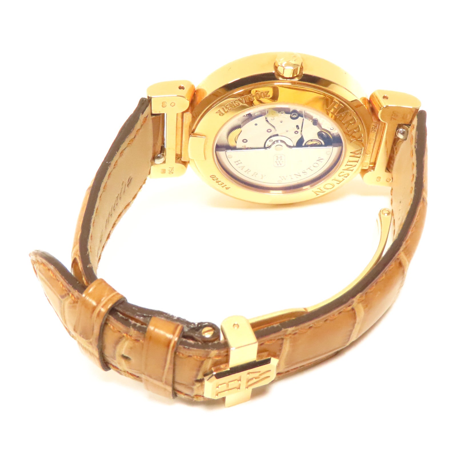 HARRY WINSTON 18K黃金Pemier Excenter手錶自動機芯黑色