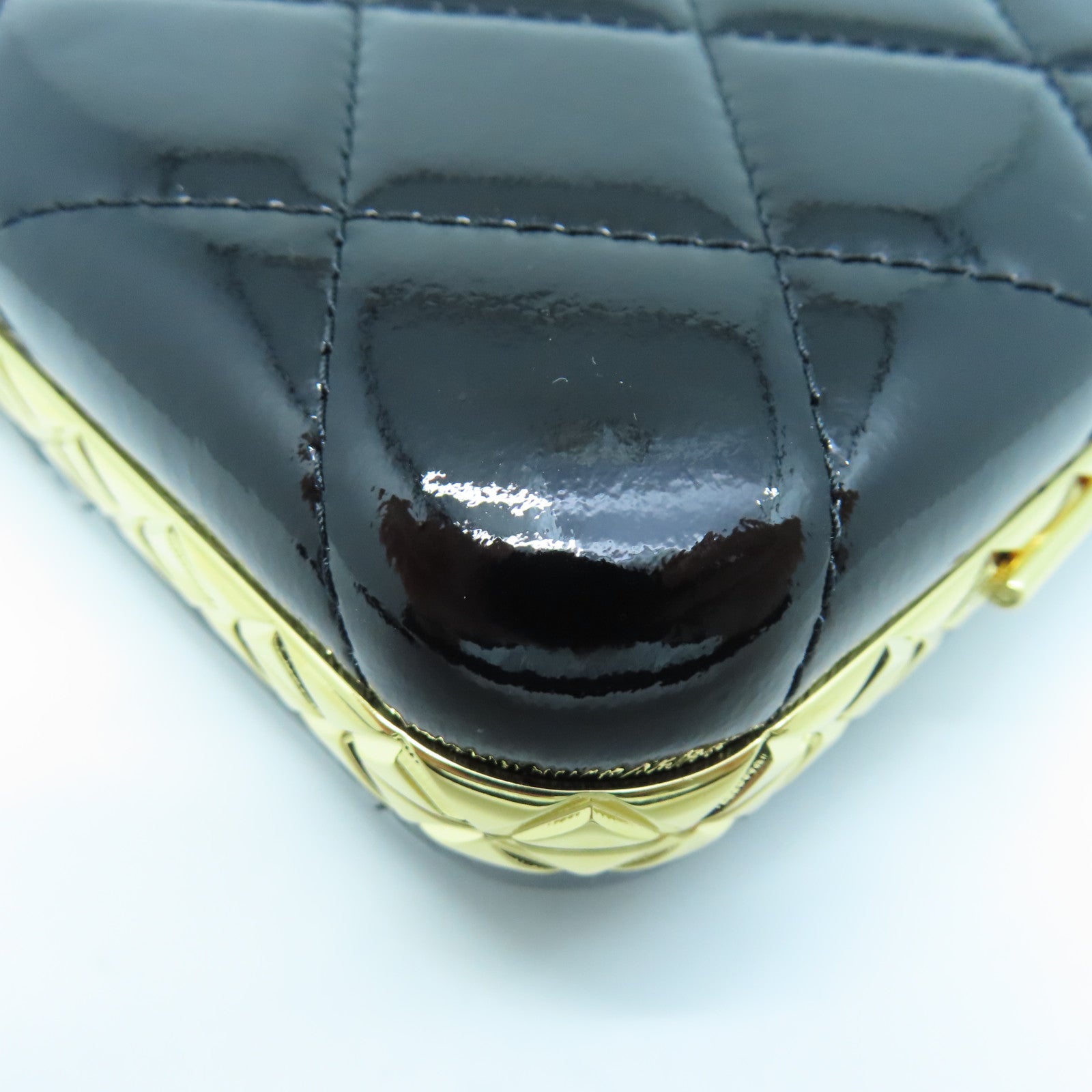 CHANEL Diamond Patent Leather Chain Shoulder Enamel Full Set Gold Buckle Chain Shoulder Bag Black