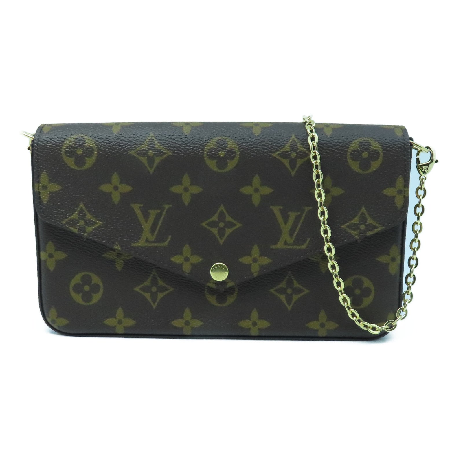 LOUIS VUITTON Monogram Felicie Pochette金扣肩背袋棕色