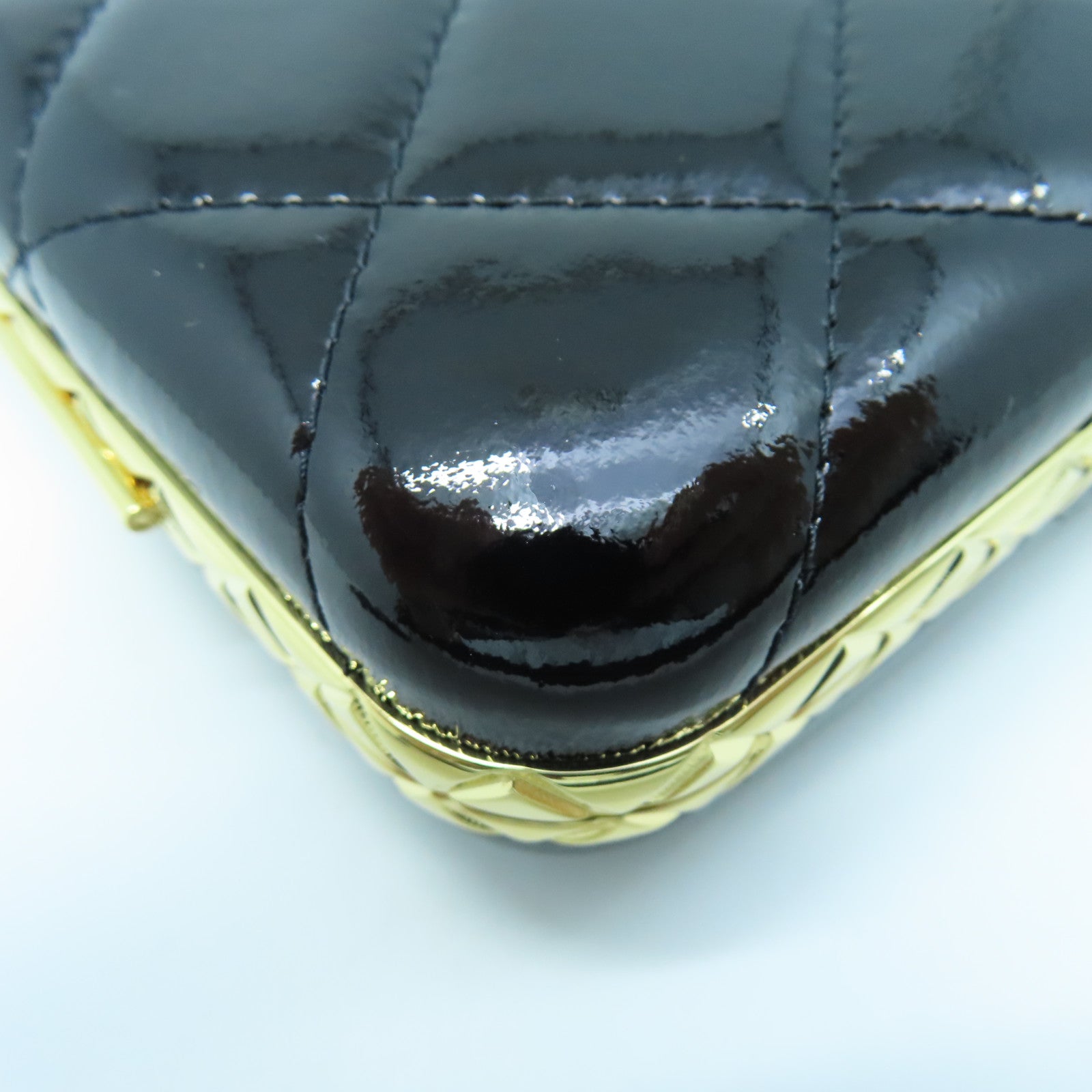 CHANEL Diamond Patent Leather Chain Shoulder Enamel Full Set Gold Buckle Chain Shoulder Bag Black