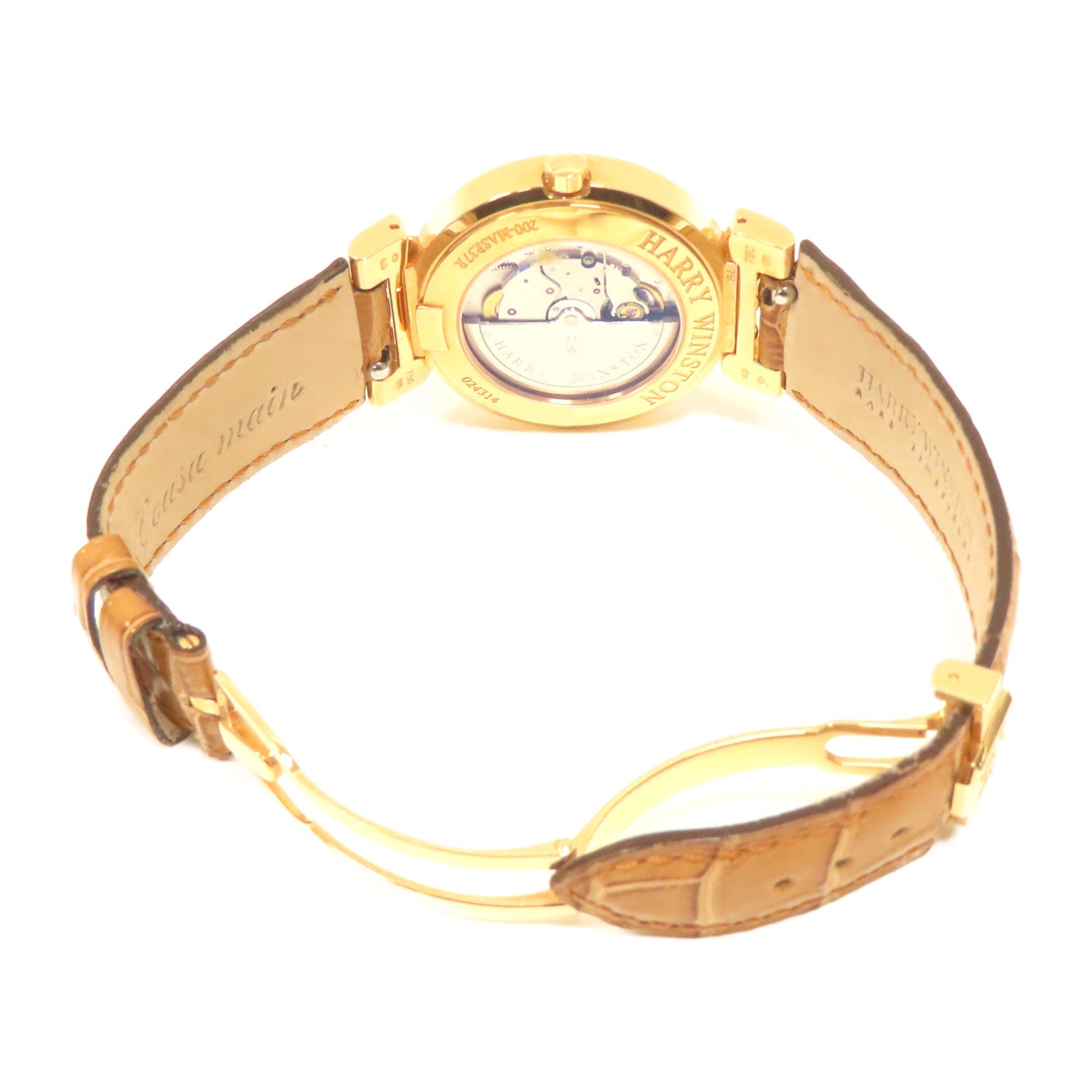 HARRY WINSTON 18K黃金Pemier Excenter手錶自動機芯黑色