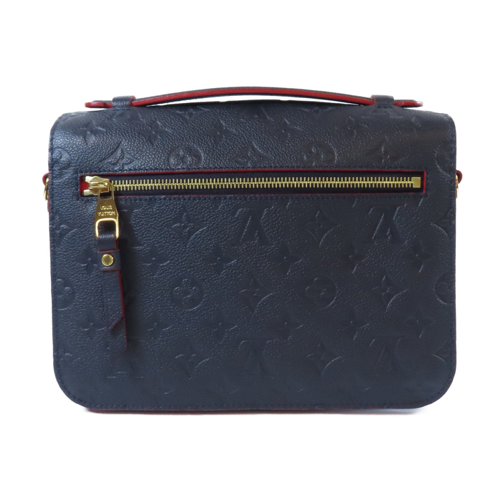 LOUIS VUITTON Monogram Empreinte Pochette Metis金扣手挽肩背兩用袋深藍色