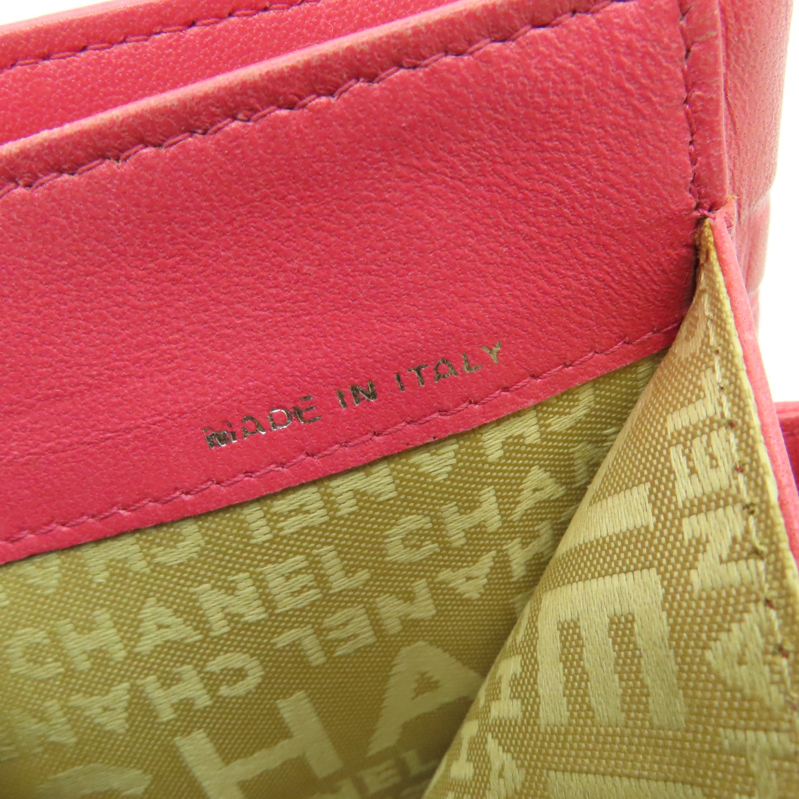 CHANEL 【激減優惠】牛皮皮革Wallet銀扣錢包粉紅色