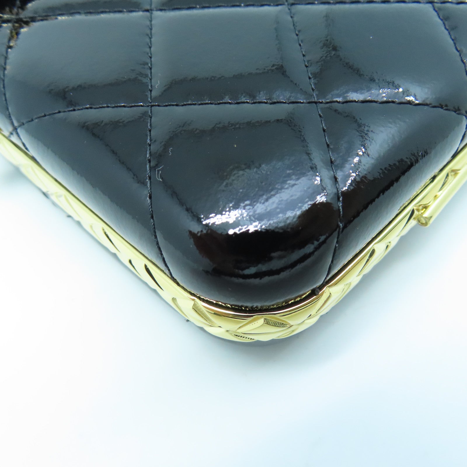 CHANEL Diamond Patent Leather Chain Shoulder Enamel Full Set Gold Buckle Chain Shoulder Bag Black