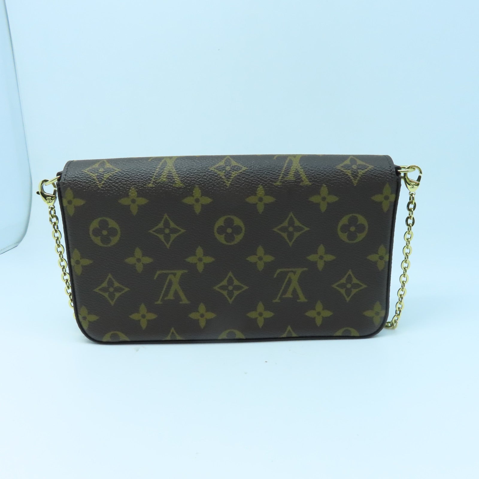LOUIS VUITTON Monogram Felicie Pochette金扣肩背袋棕色