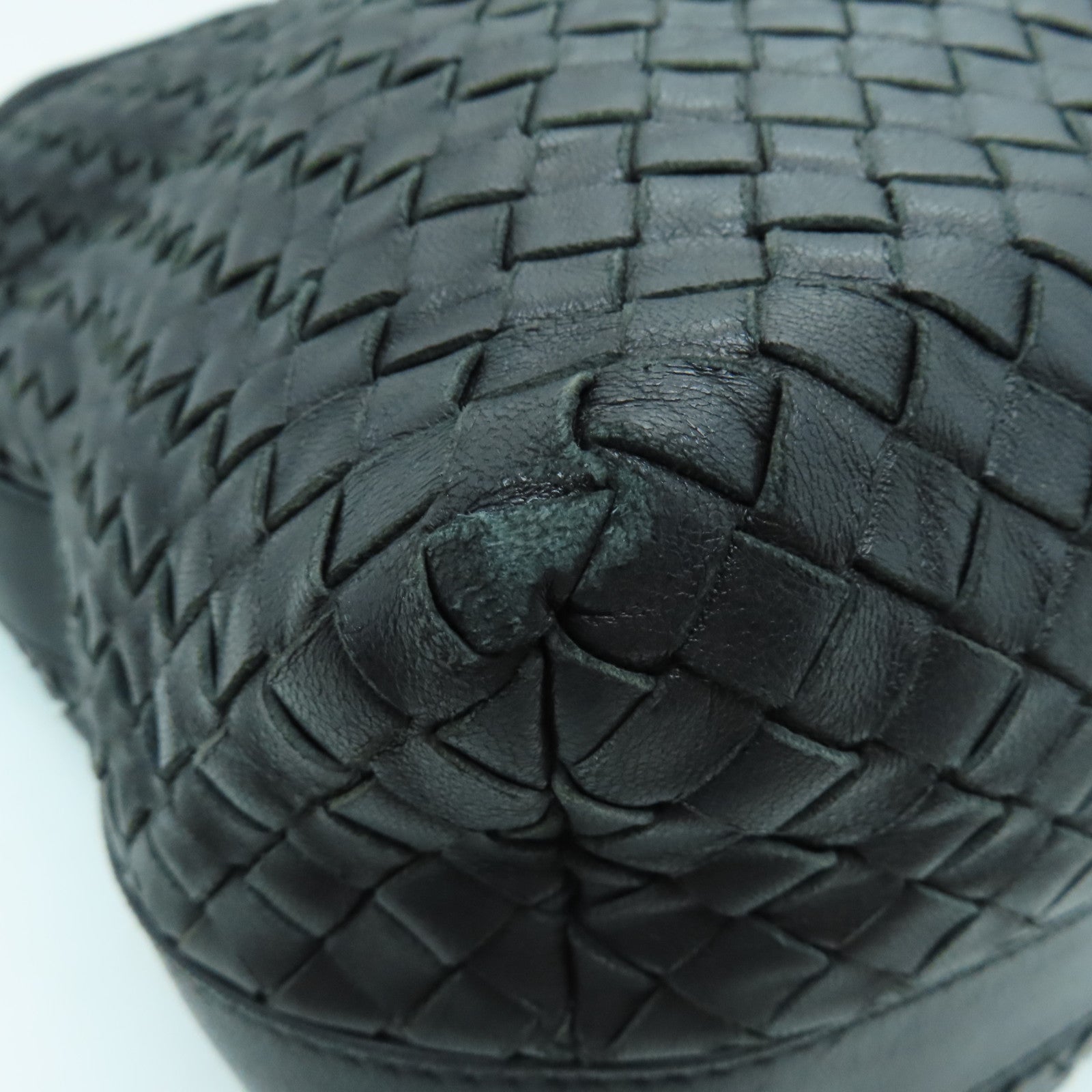 BOTTEGA VENETA 織紋皮革Tote Bag銀扣肩背袋黑色