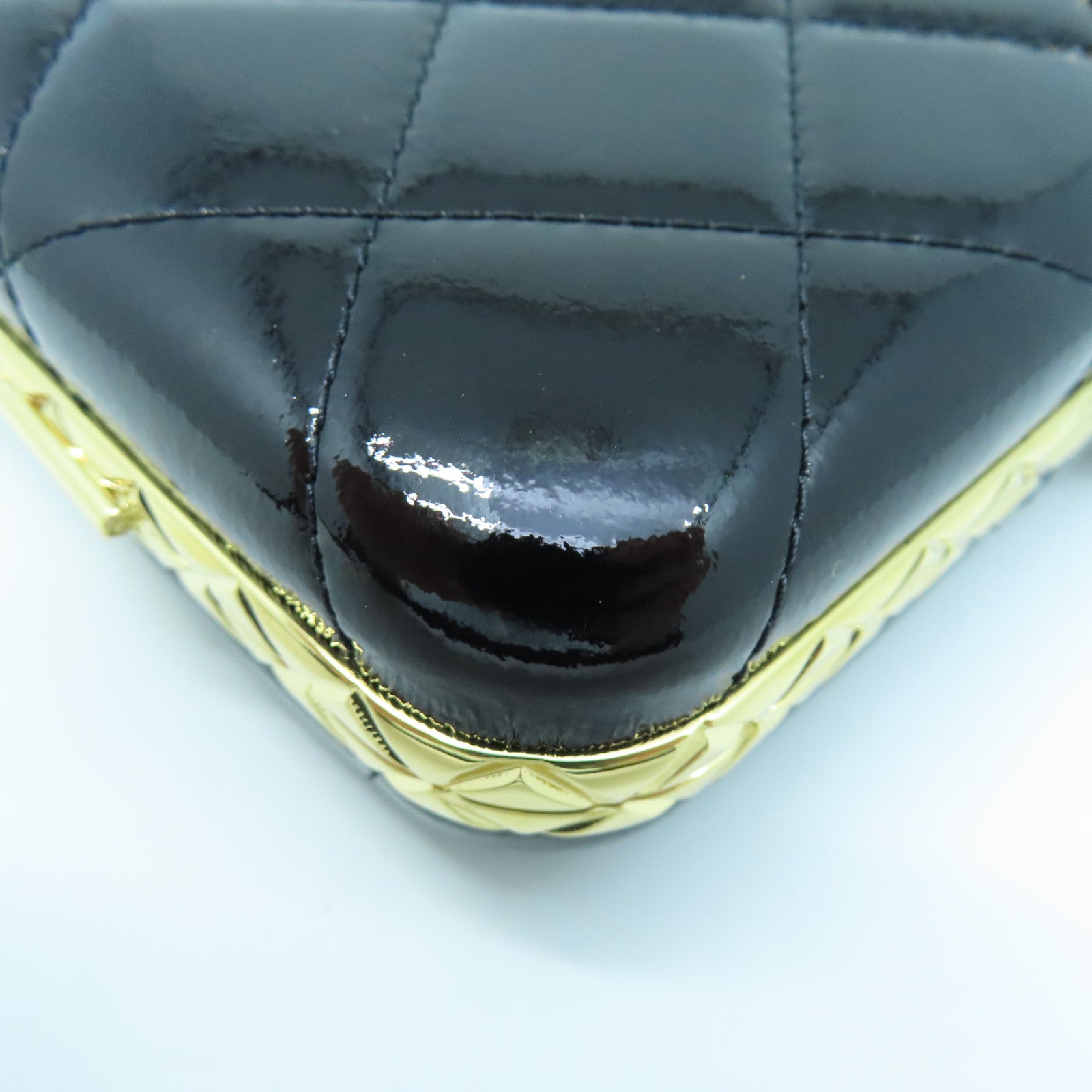 CHANEL Diamond Patent Leather Chain Shoulder Enamel Full Set Gold Buckle Chain Shoulder Bag Black