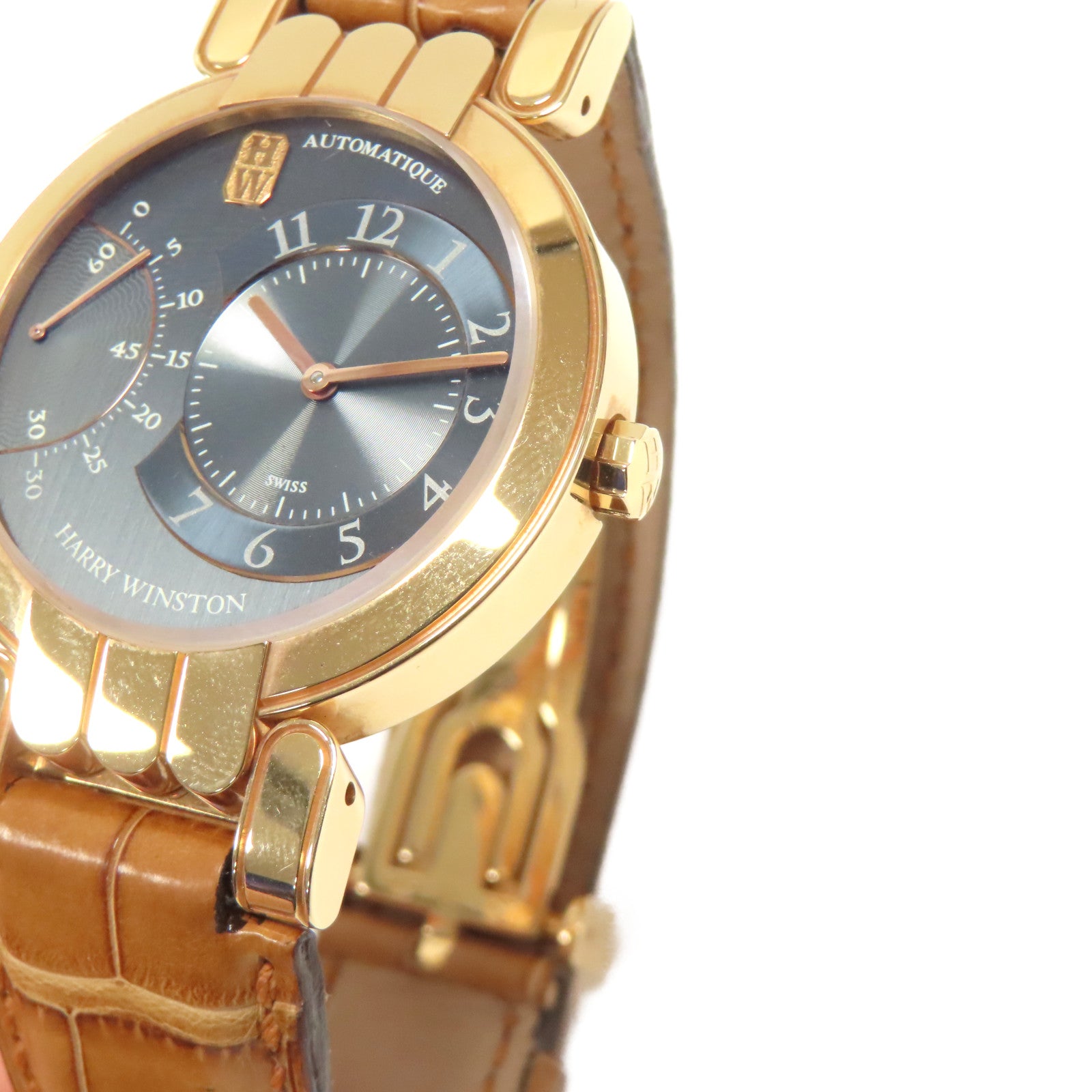 HARRY WINSTON 18K黃金Pemier Excenter手錶自動機芯黑色