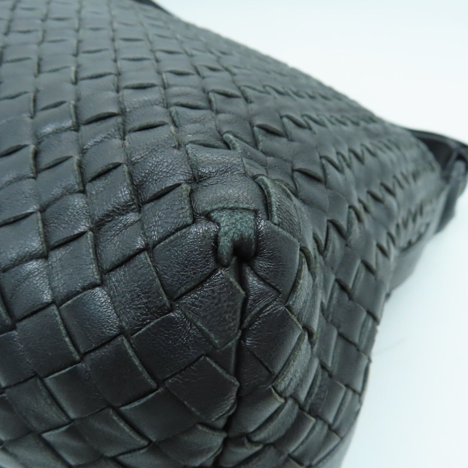BOTTEGA VENETA 織紋皮革Tote Bag銀扣肩背袋黑色