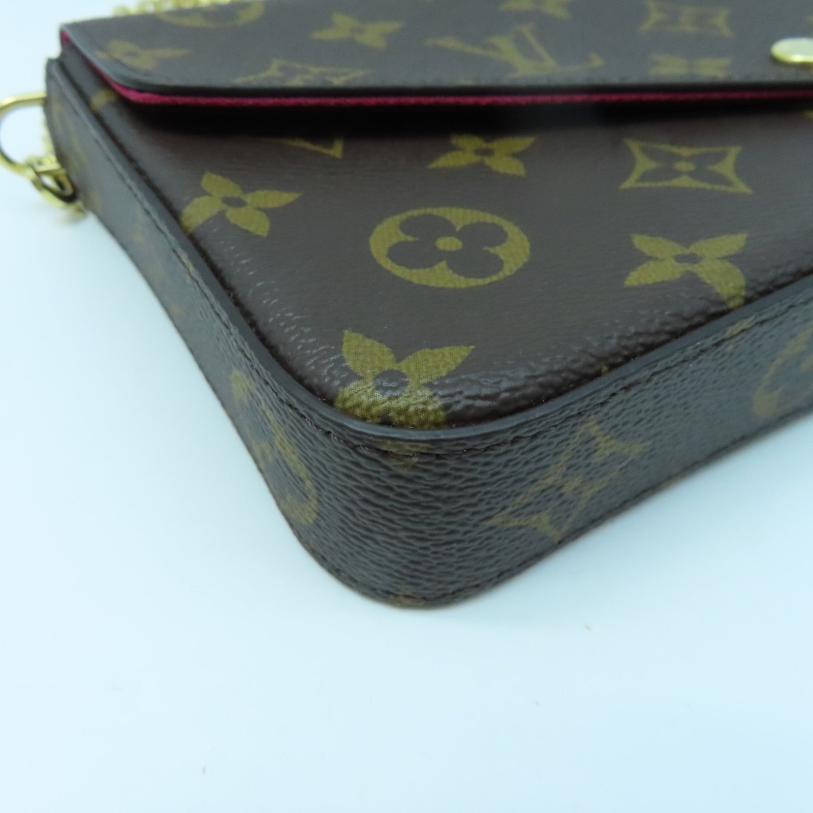 LOUIS VUITTON Monogram Felicie Pochette金扣肩背袋棕色