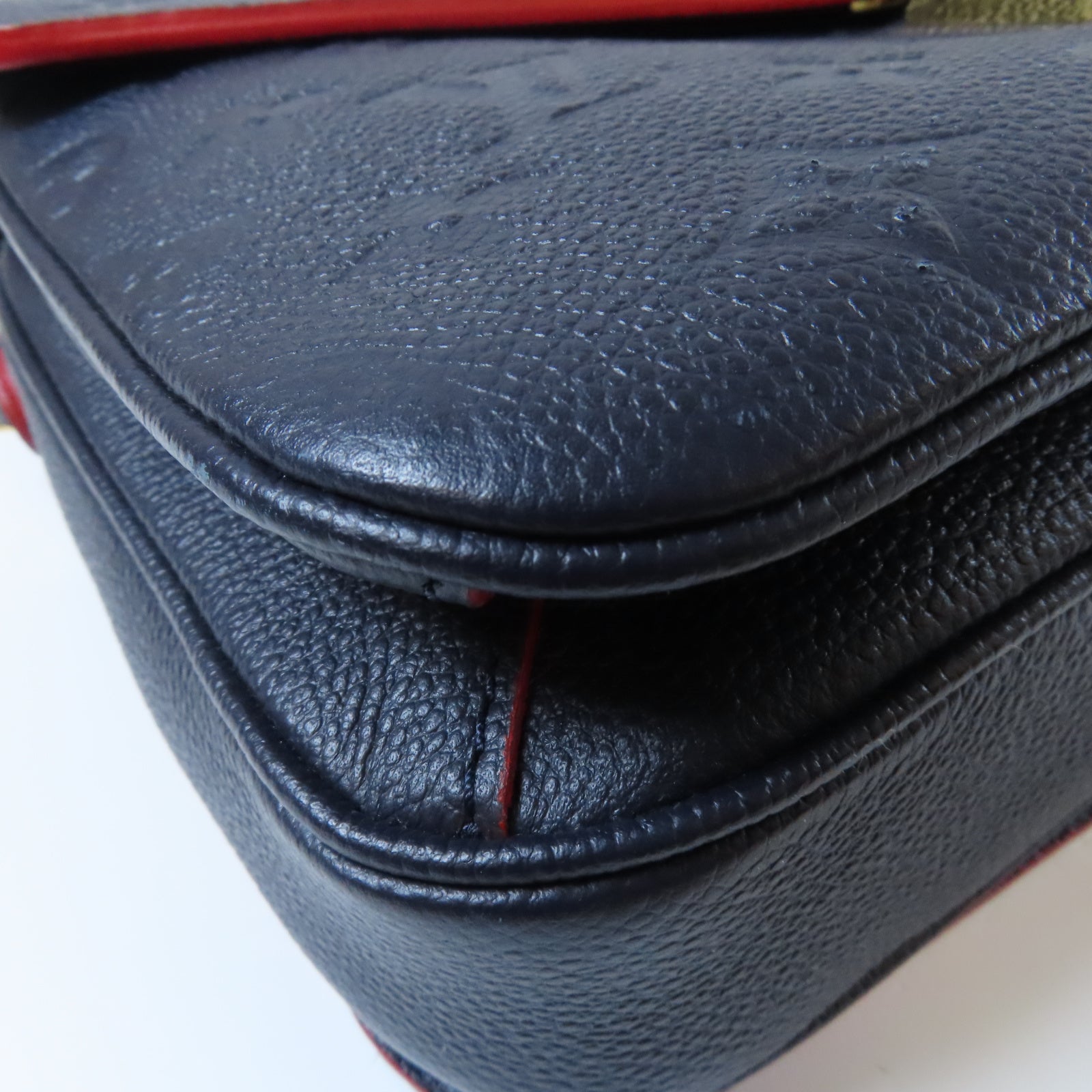 LOUIS VUITTON Monogram Empreinte Pochette Metis金扣手挽肩背兩用袋深藍色