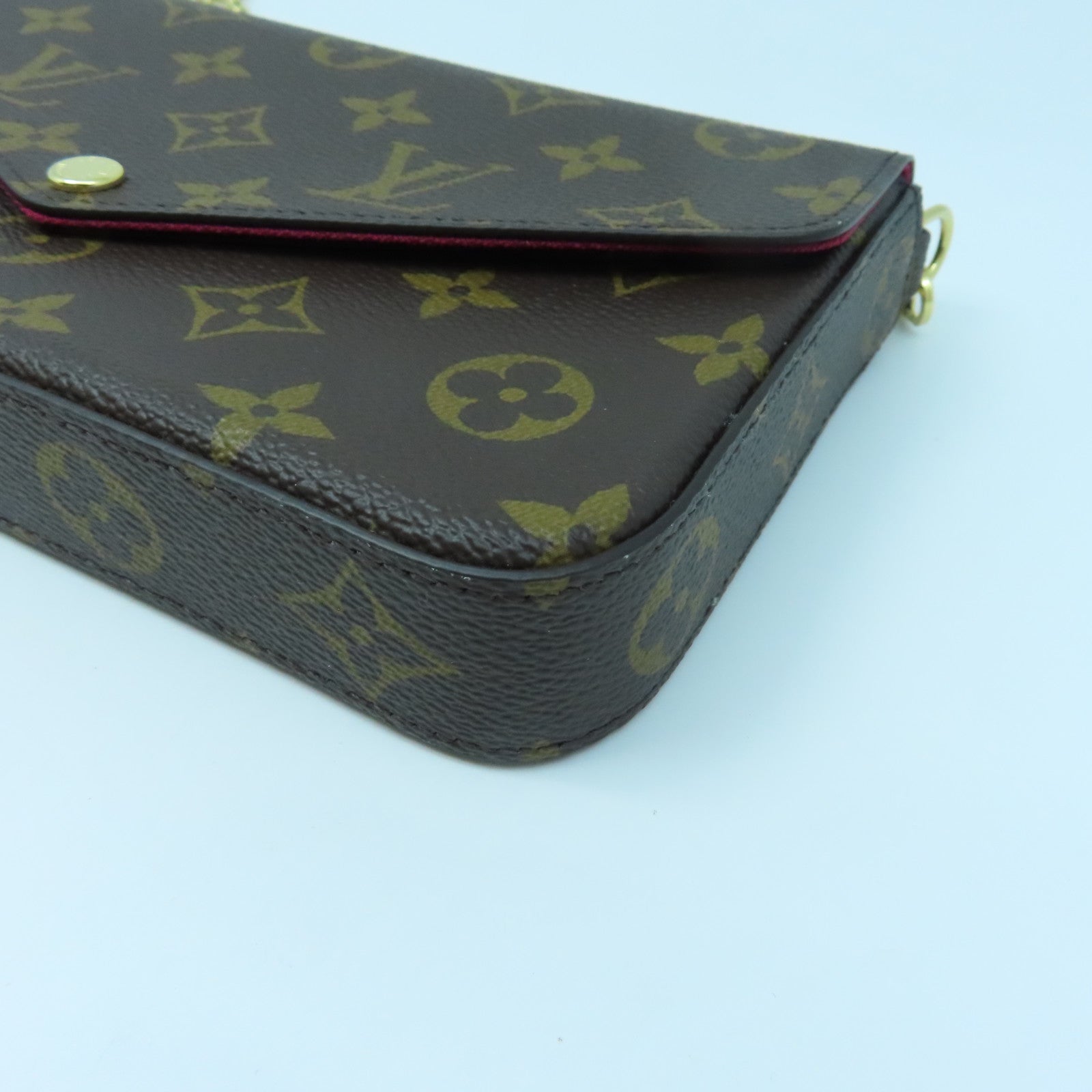 LOUIS VUITTON Monogram Felicie Pochette金扣肩背袋棕色