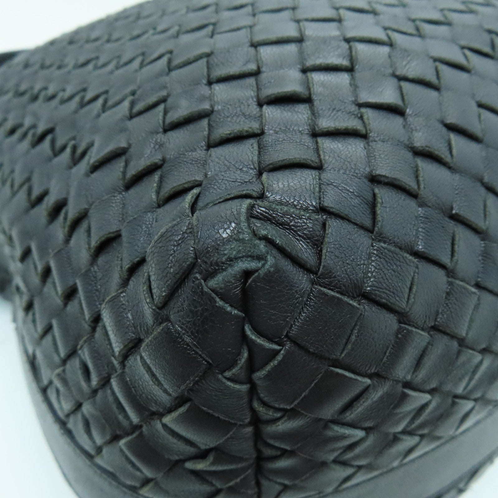 BOTTEGA VENETA 織紋皮革Tote Bag銀扣肩背袋黑色