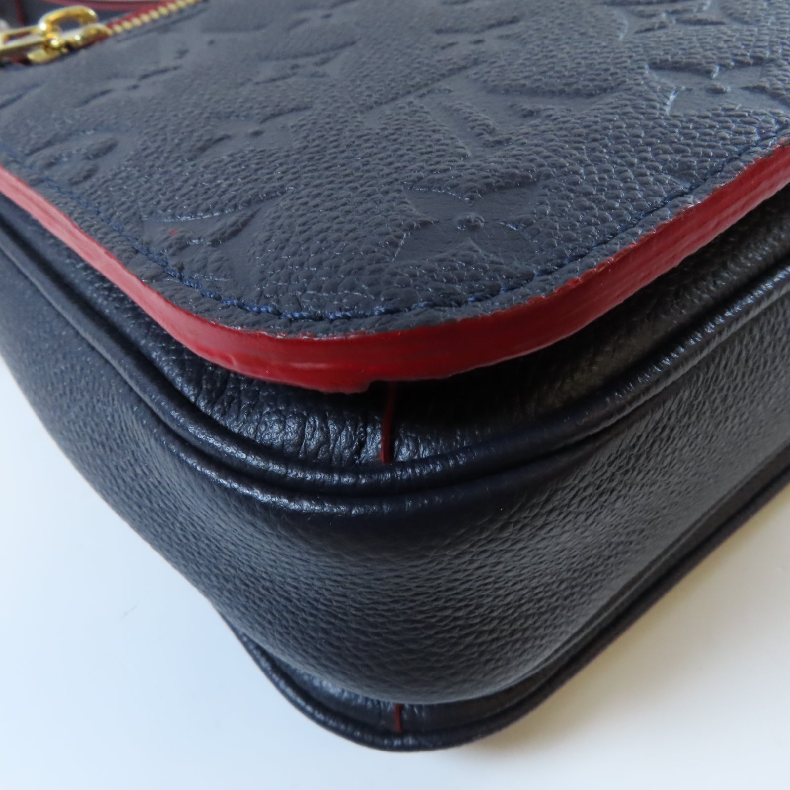 LOUIS VUITTON Monogram Empreinte Pochette Metis金扣手挽肩背兩用袋深藍色