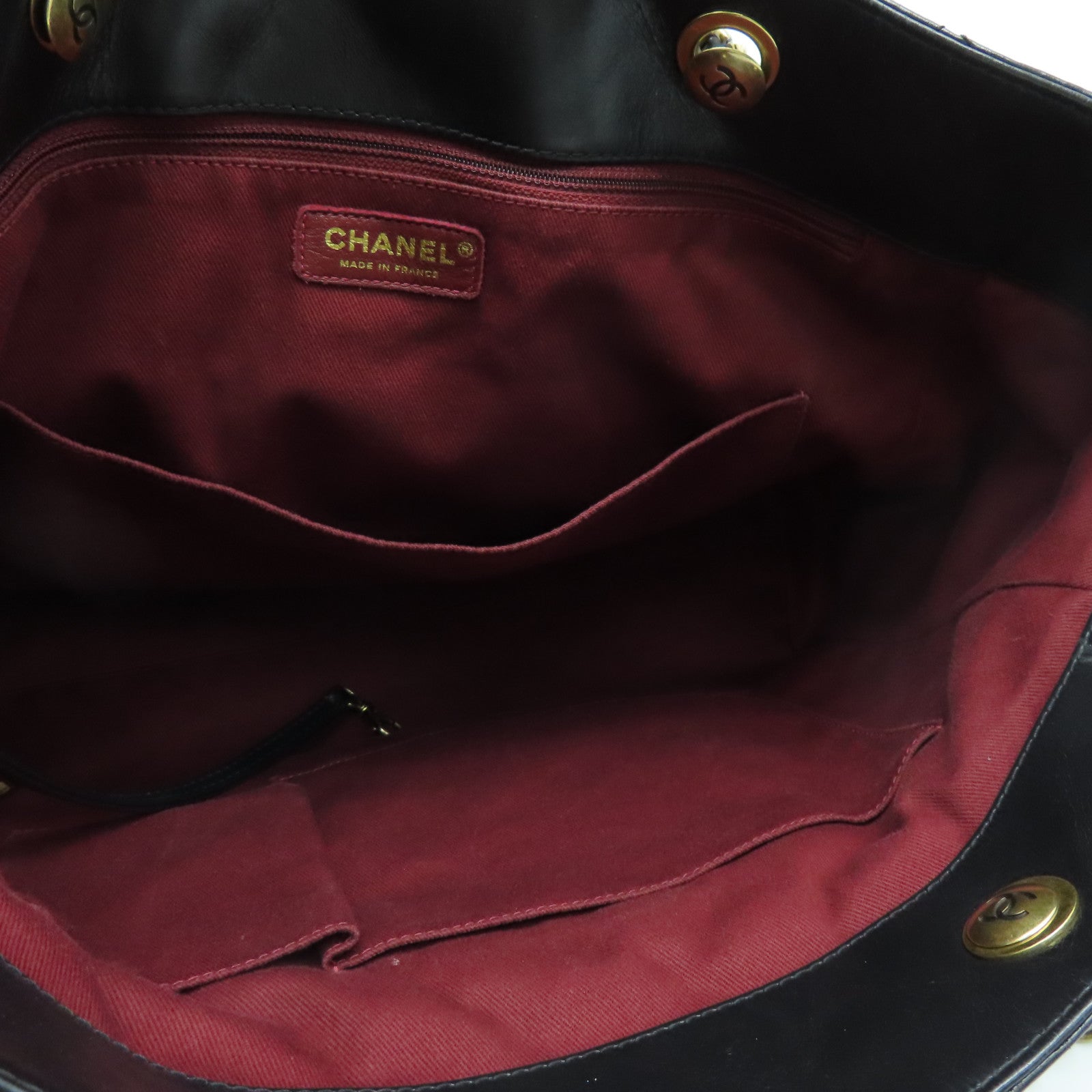 CHANEL 菱格Aged Calf皮革Chain Shoulder金扣肩背袋黑色