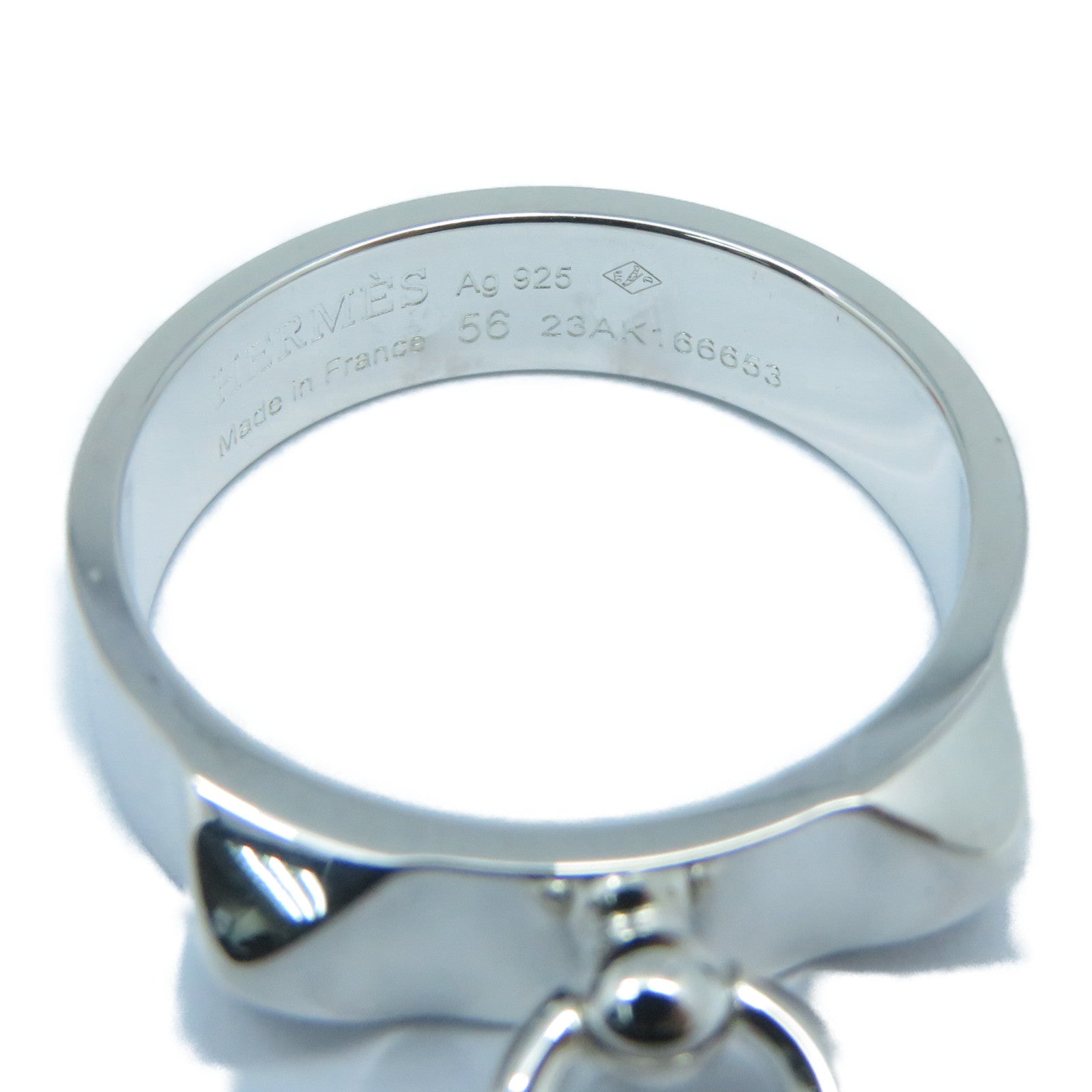 HERMES 925純銀Bague Collier de Chien戒指US#7.5銀色