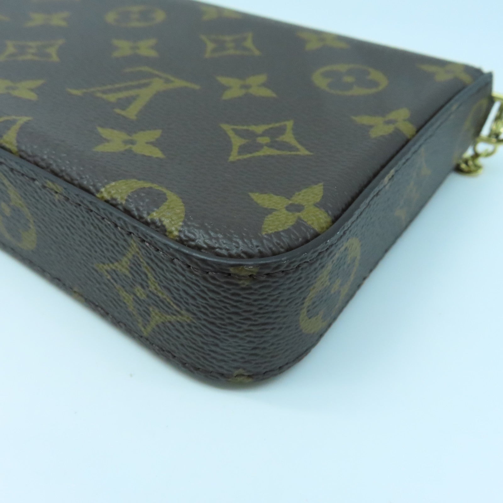 LOUIS VUITTON Monogram Felicie Pochette金扣肩背袋棕色