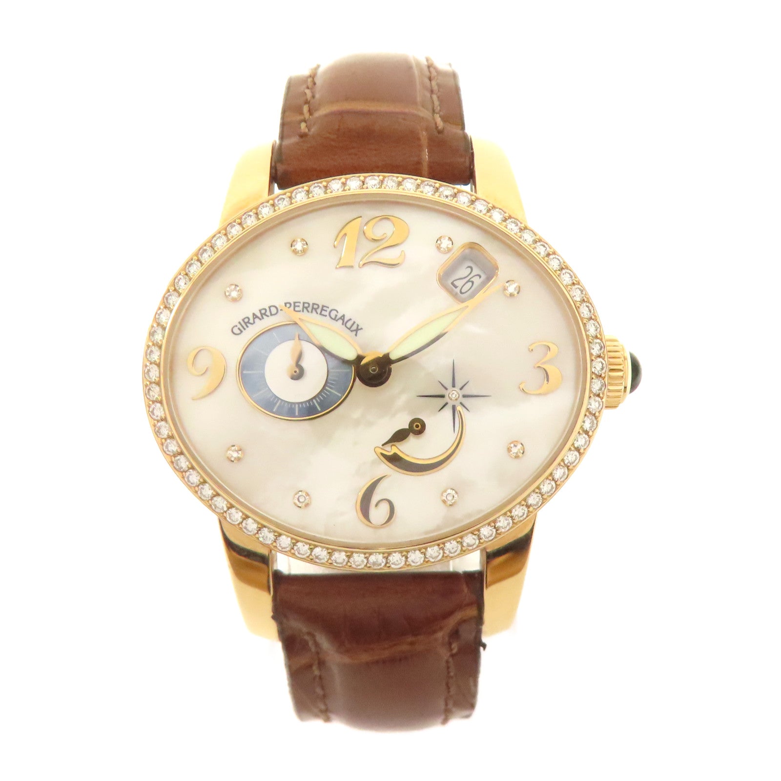 GIRARD-PERREGAUX 18K黃金Cat's Eye手錶自動機芯珠光色