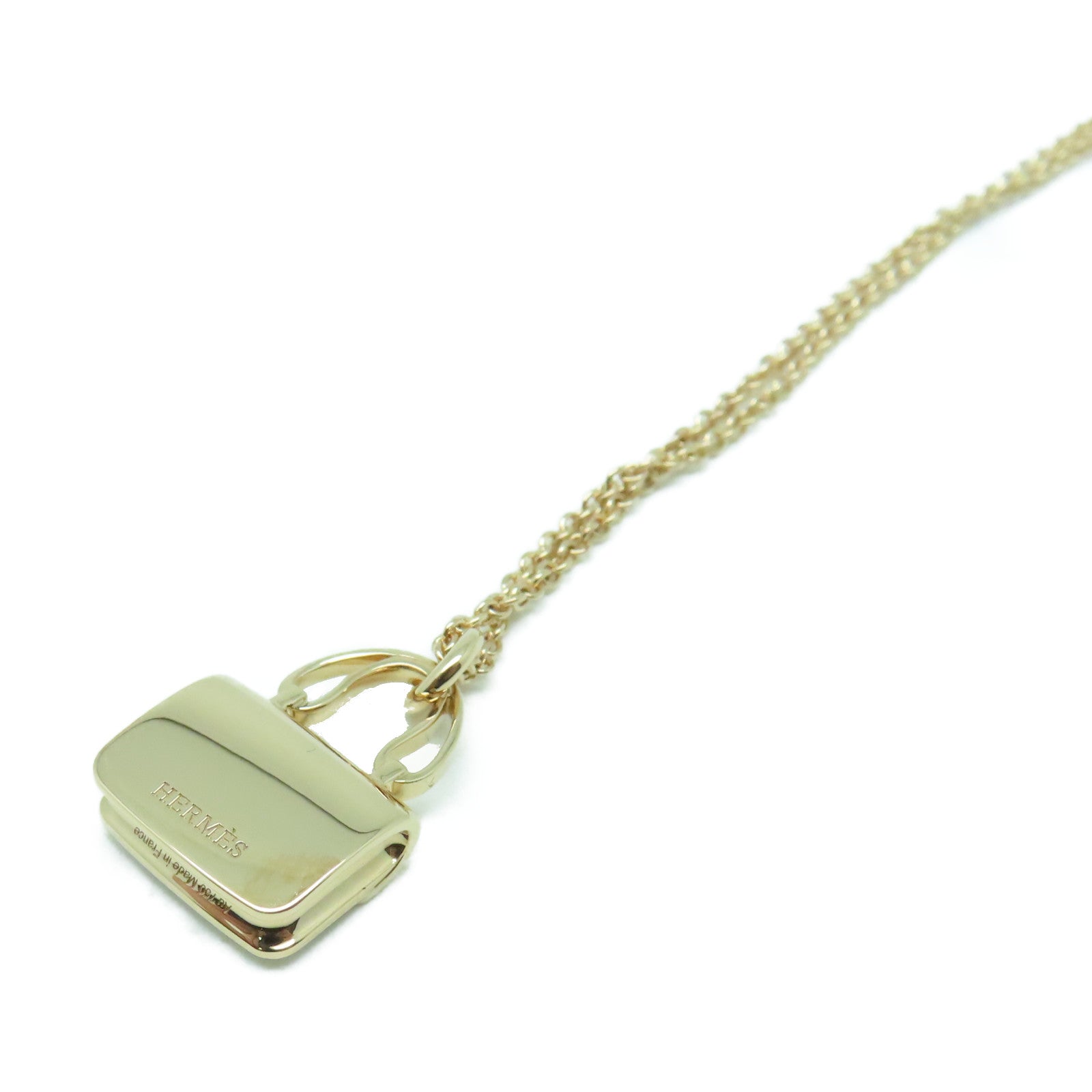 HERMES 18K Rose Gold Diamond Amulettes Constance Necklace0.44ct Diamond Necklace Gold