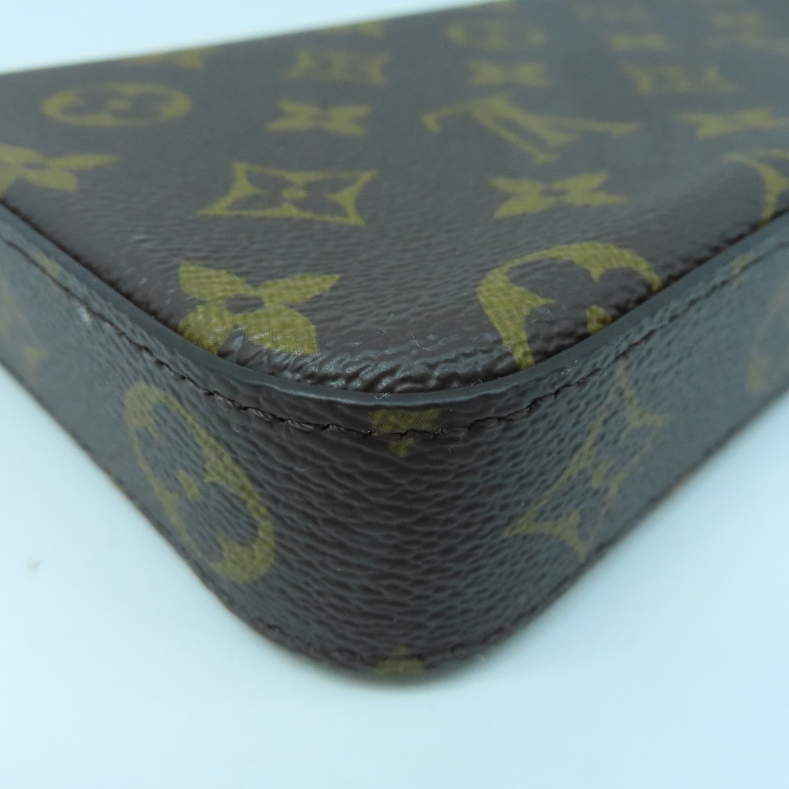 LOUIS VUITTON Monogram Felicie Pochette金扣肩背袋棕色