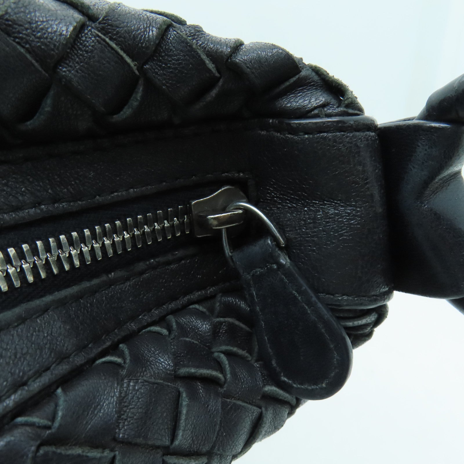 BOTTEGA VENETA 織紋皮革Tote Bag銀扣肩背袋黑色
