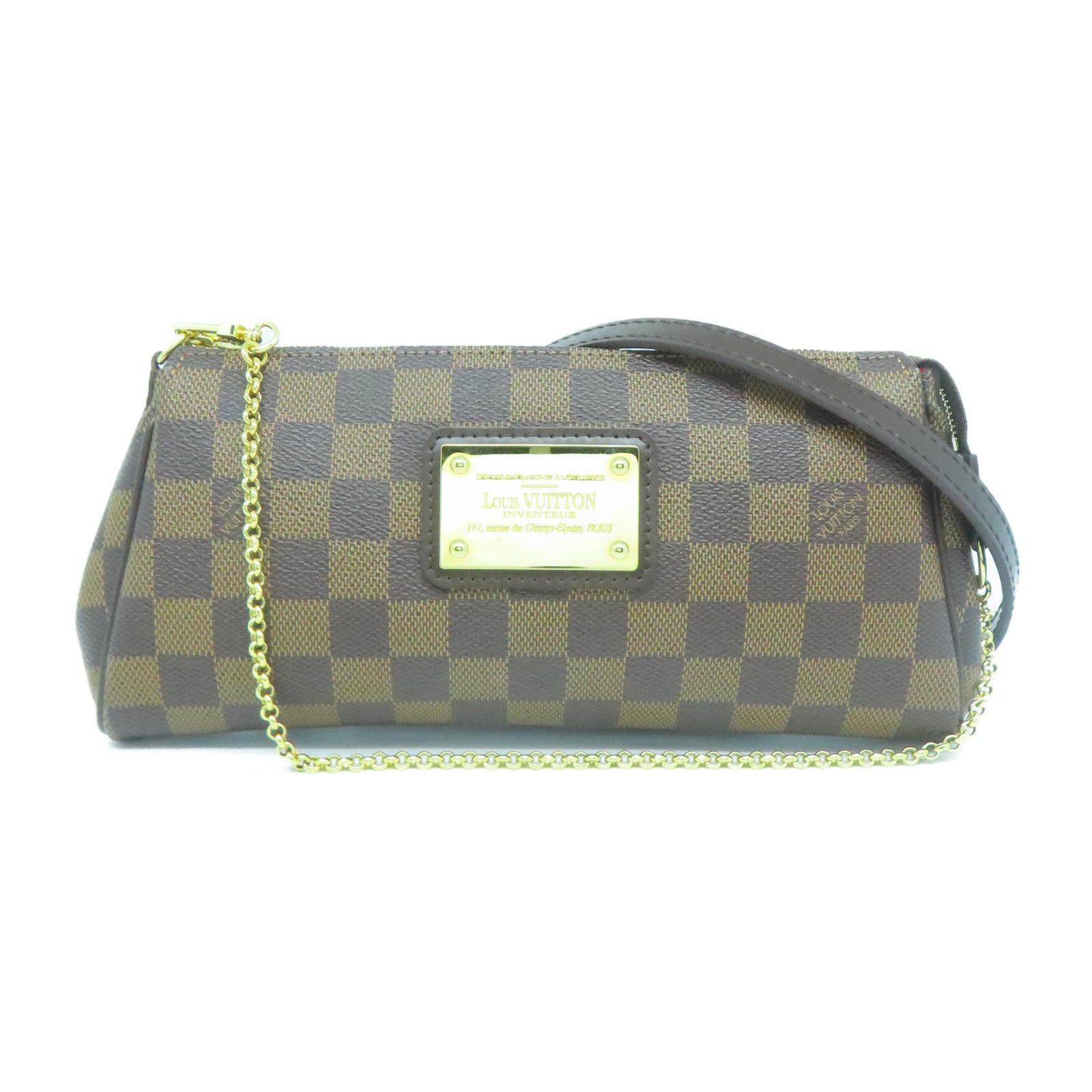 LOUIS VUITTON Damier Eva金扣手挽肩背兩用袋棕色