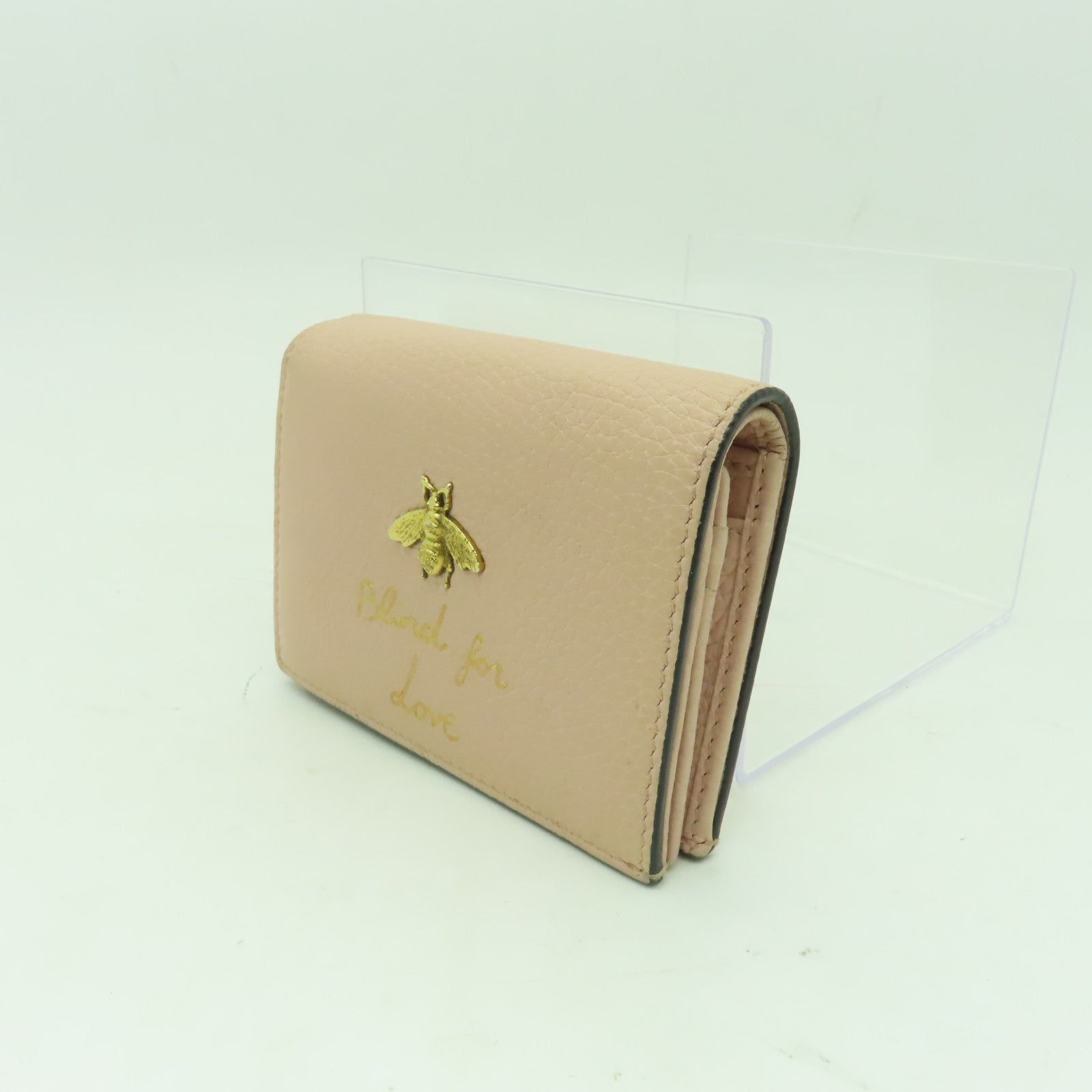 GUCCI 【激減優惠】牛皮皮革Wallet金扣錢包粉紅色