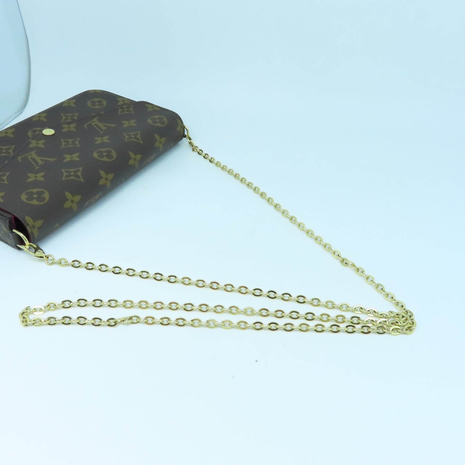 LOUIS VUITTON Monogram Felicie Pochette金扣肩背袋棕色