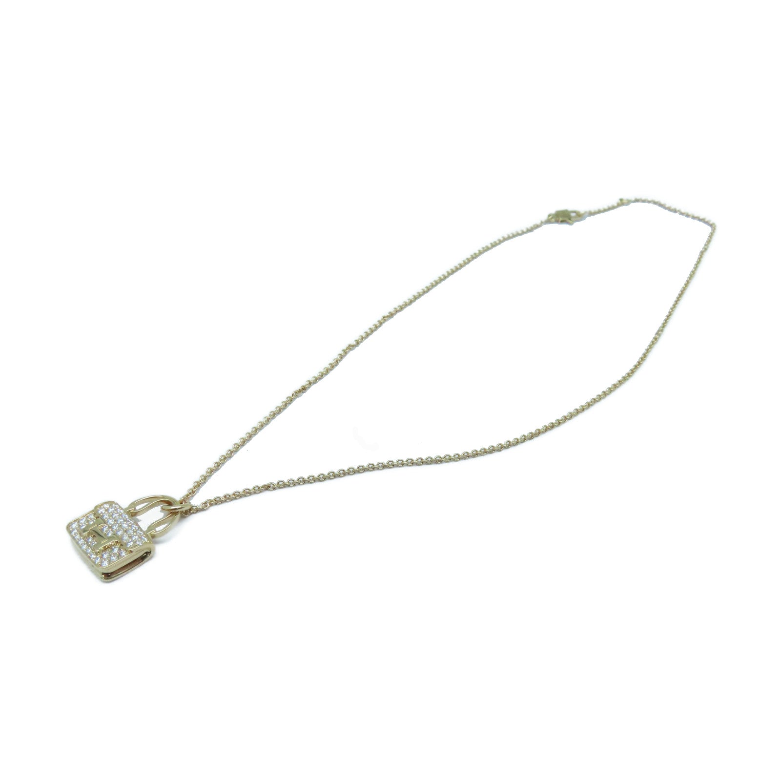HERMES 18K Rose Gold Diamond Amulettes Constance Necklace0.44ct Diamond Necklace Gold