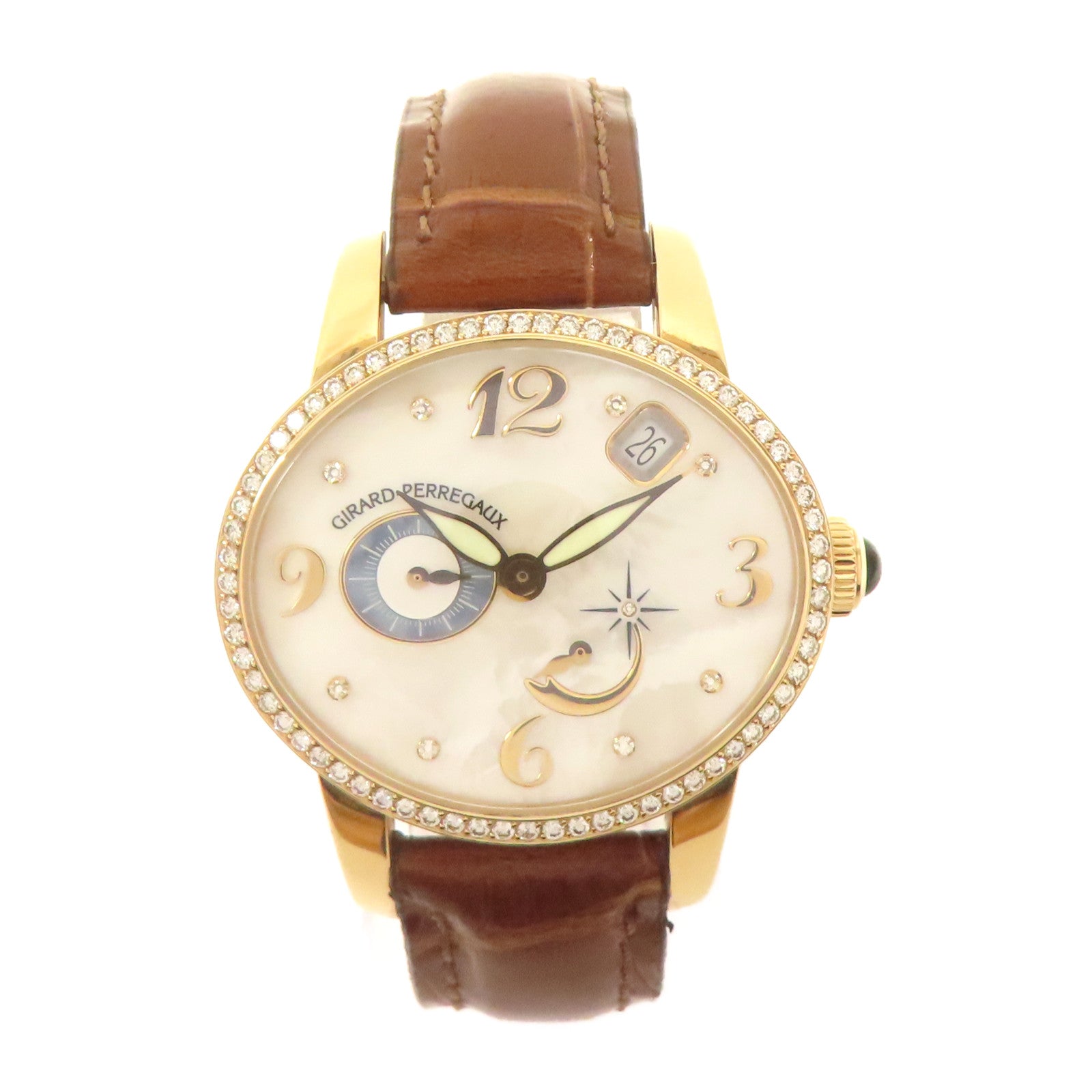 GIRARD-PERREGAUX 18K黃金Cat's Eye手錶自動機芯珠光色