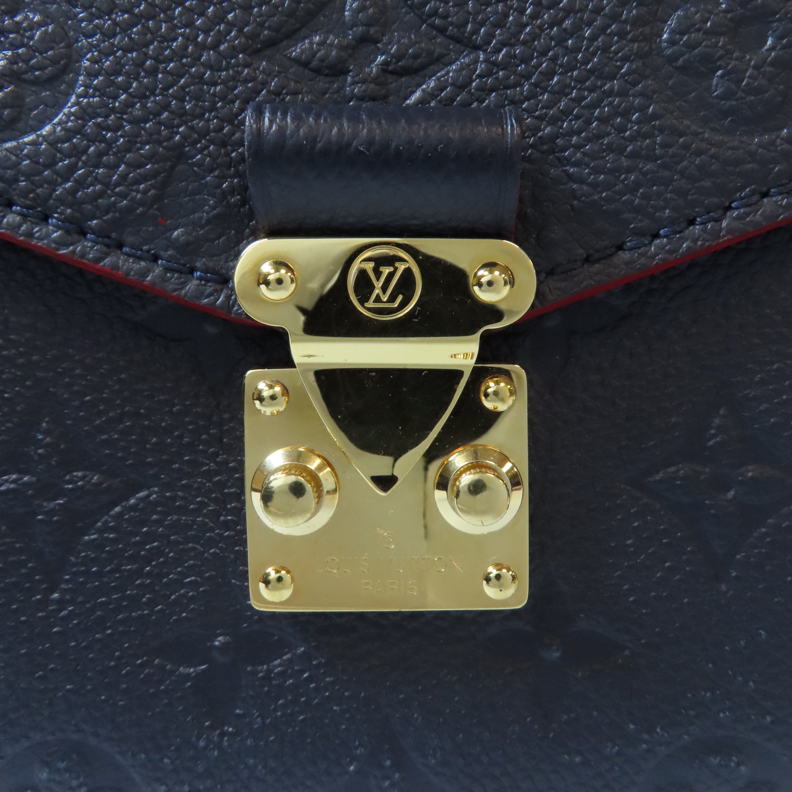 LOUIS VUITTON Monogram Empreinte Pochette Metis金扣手挽肩背兩用袋深藍色