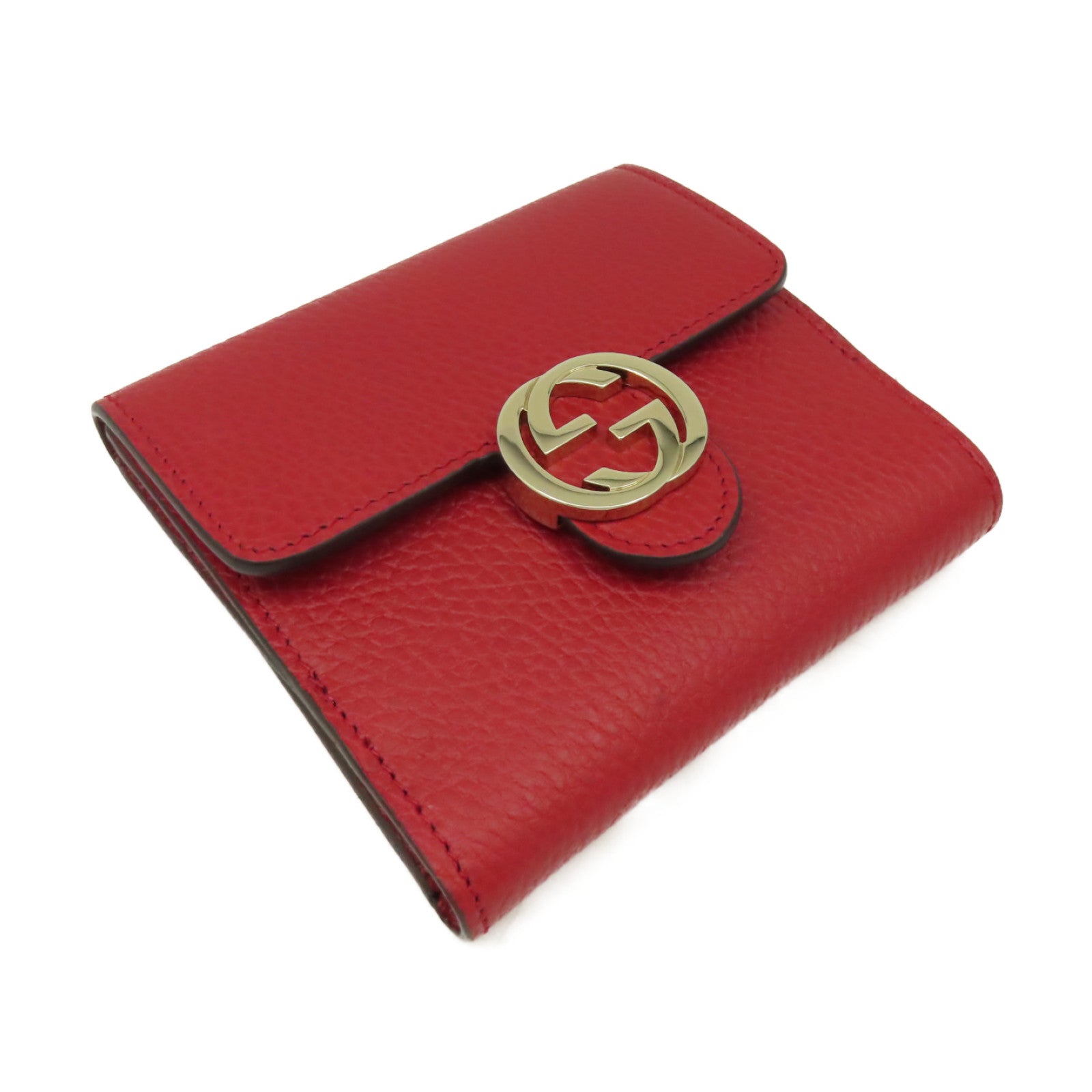 GUCCI 牛皮皮革Short Wallet金扣短錢包紅色