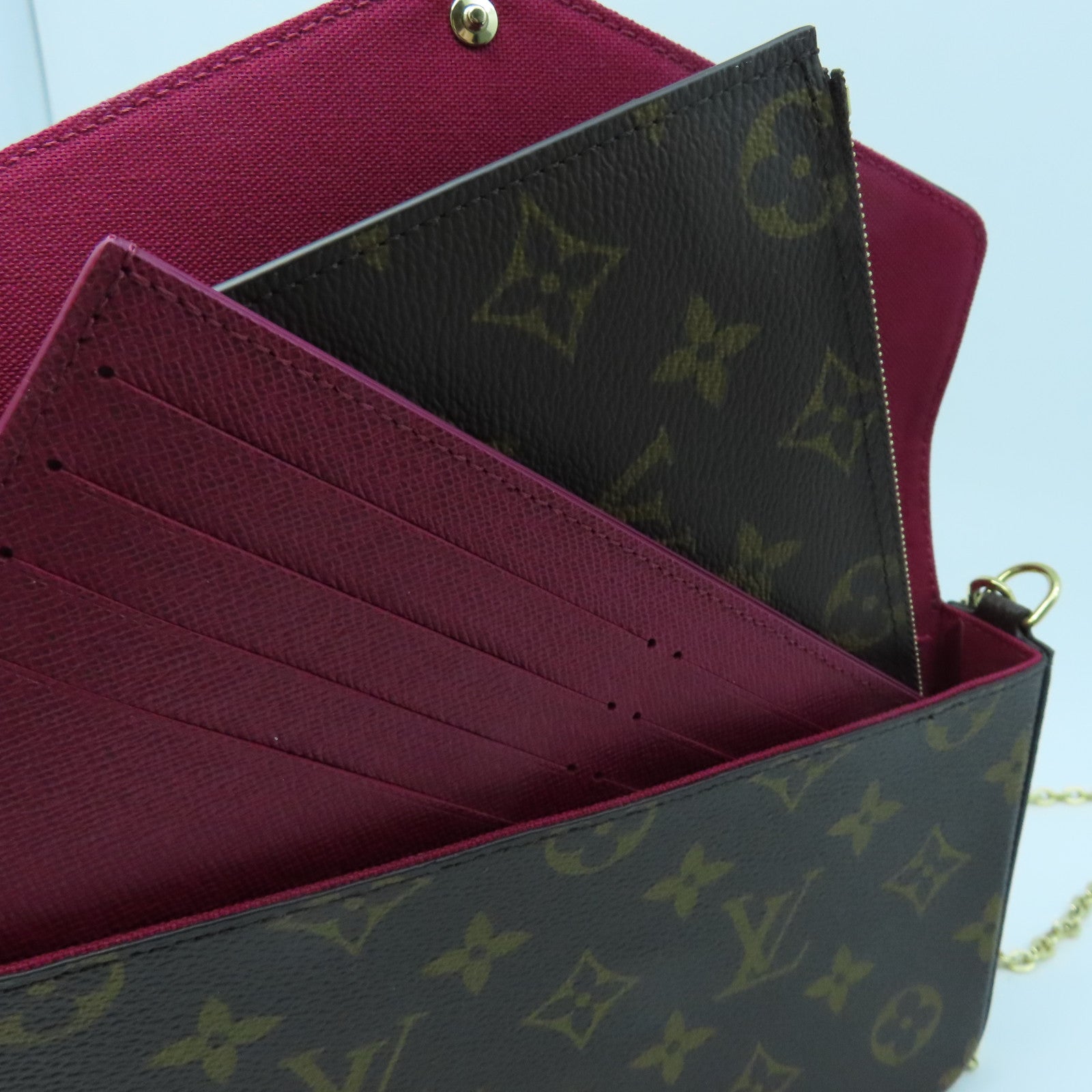 LOUIS VUITTON Monogram Felicie Pochette金扣肩背袋棕色