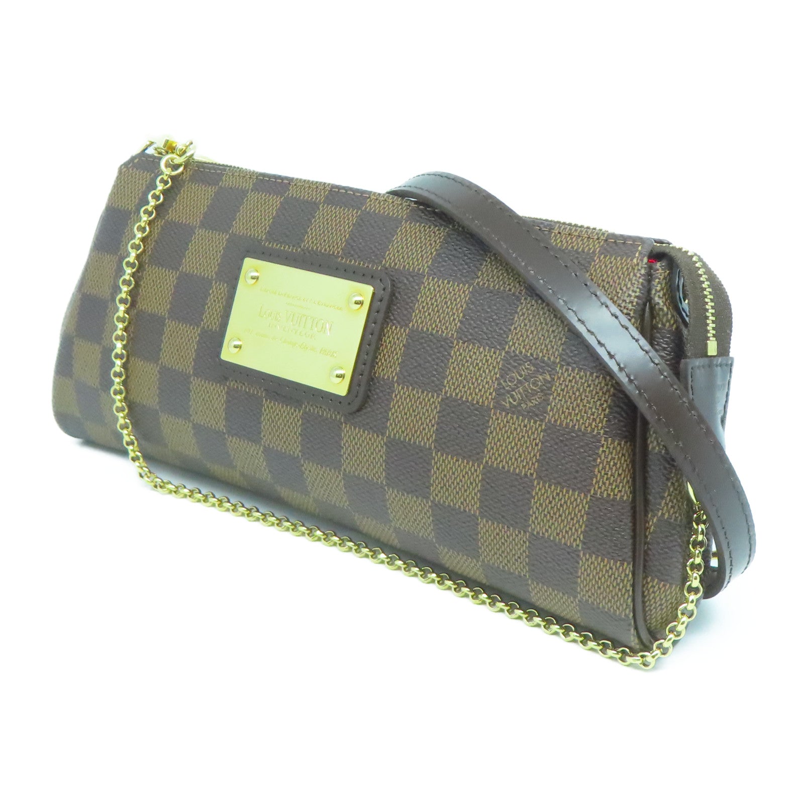 LOUIS VUITTON Damier Eva金扣手挽肩背兩用袋棕色